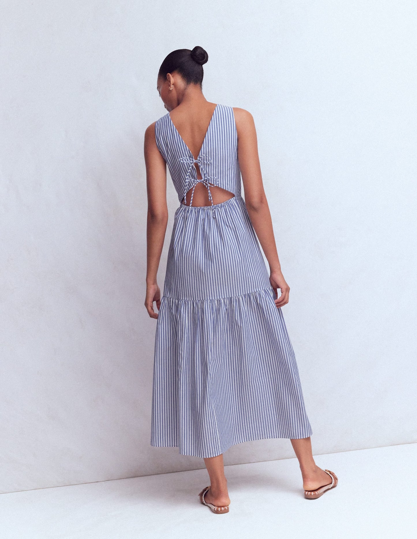 Sleeveless Poplin Dress-Surf the Web Stripe