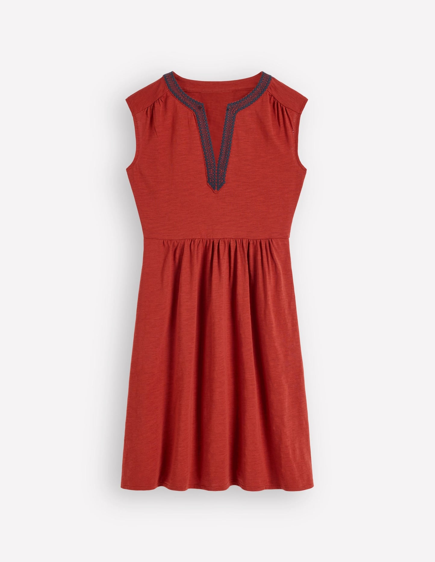 May Embroidered Short Dress-Burnt Orange