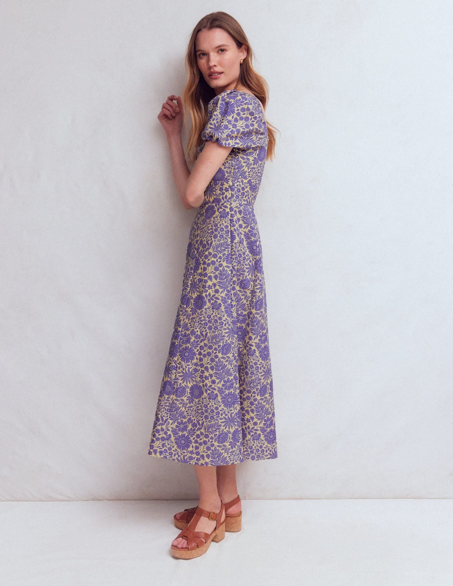 Twist Front Linen Blend Dress-Han Purple, Flowerbed Bloom