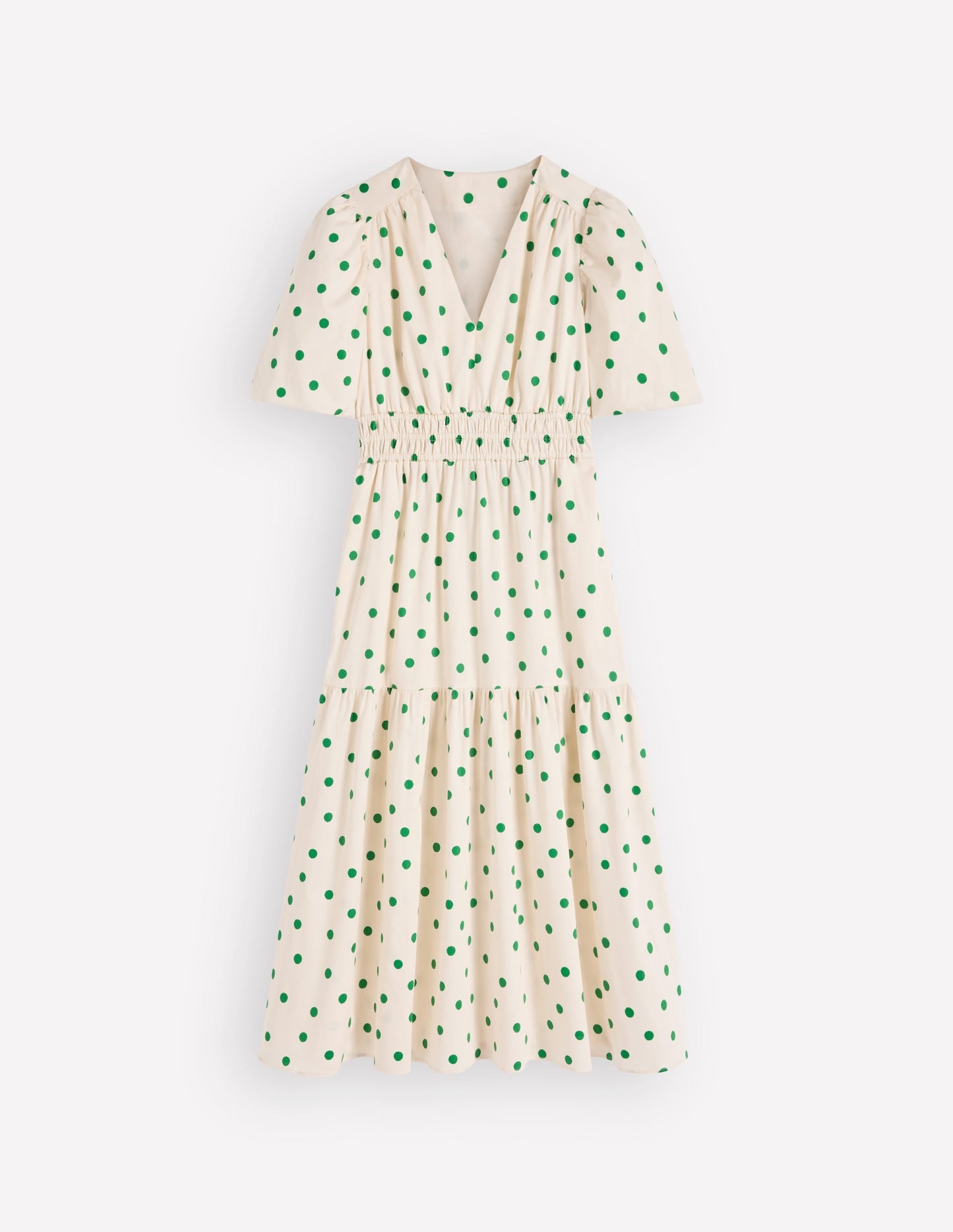 Irene Puff Sleeve Cotton Dress-Papyrus, Painted Dot Spaced