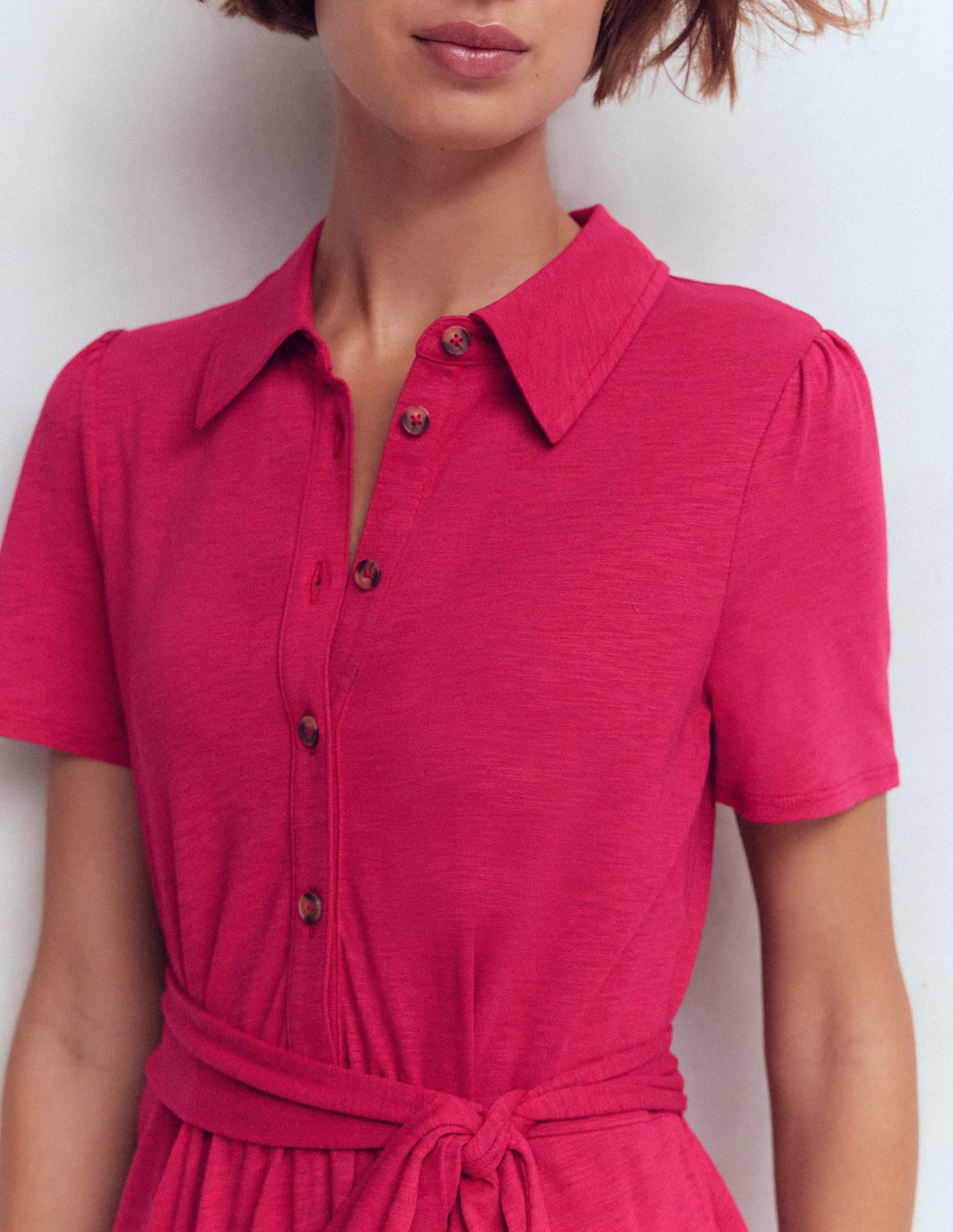 Patti Short Jersey Shirt Dress-Sweet Cherry