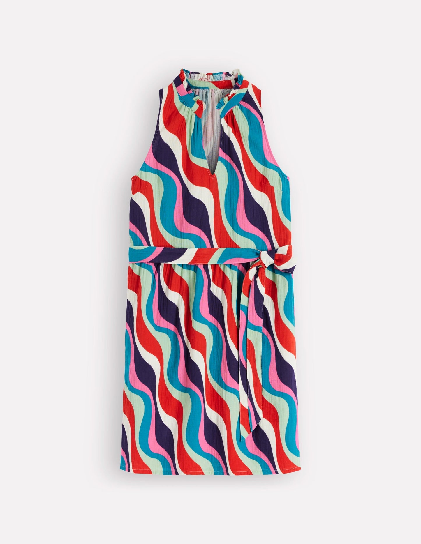 Viv Double Cloth Short Dress-Multi, Rythmic Wave