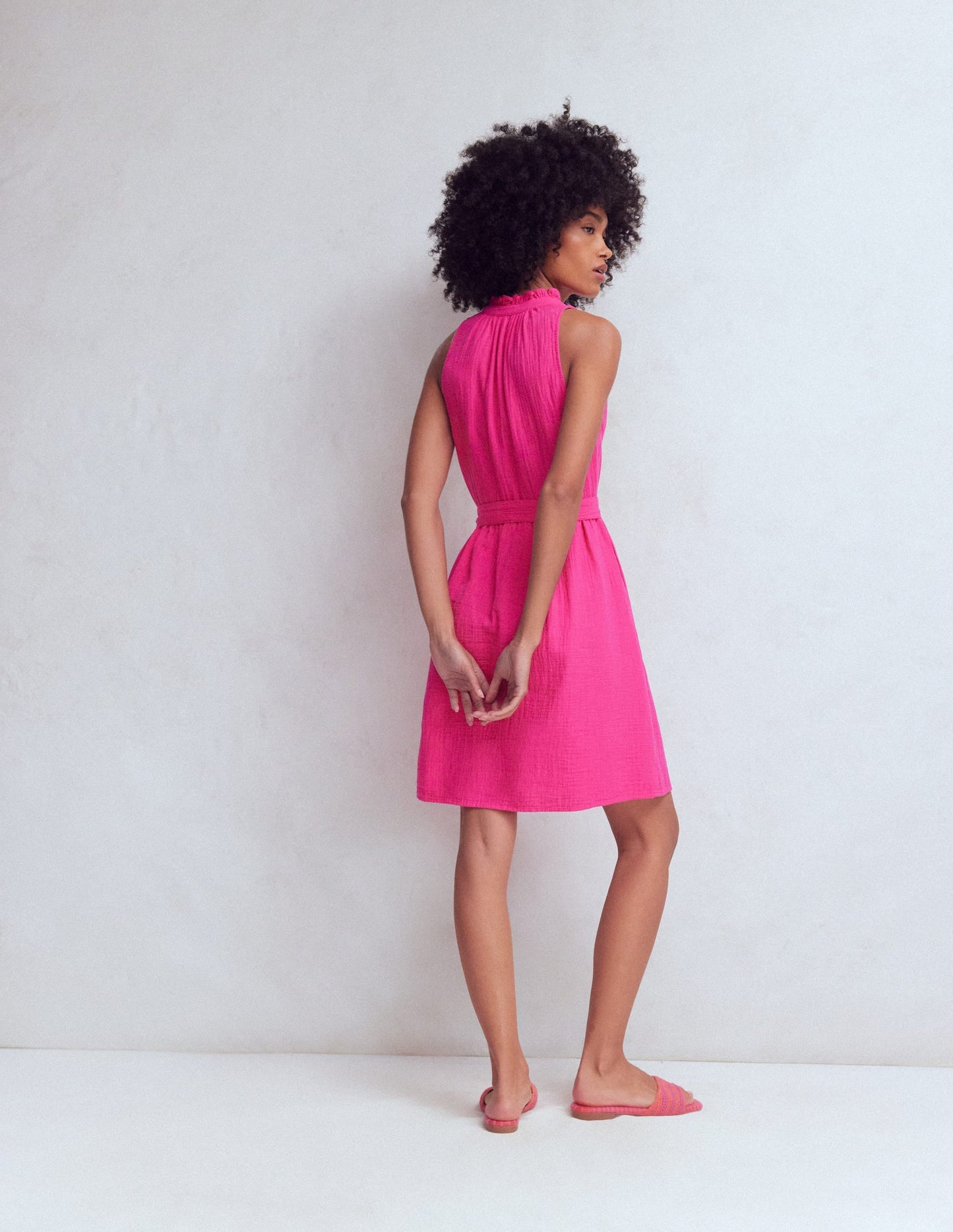 Viv Double Cloth Short Dress-Pink Peony