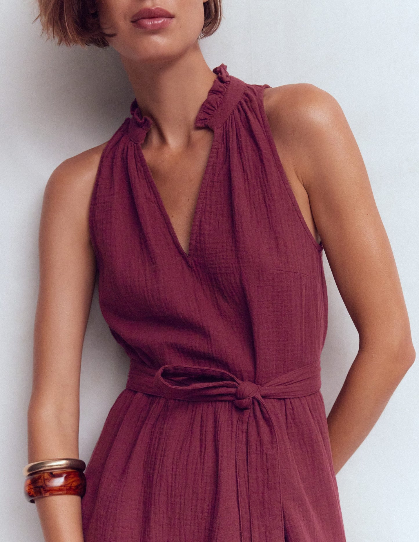Viv Double Cloth Short Dress-Deep Wisteria