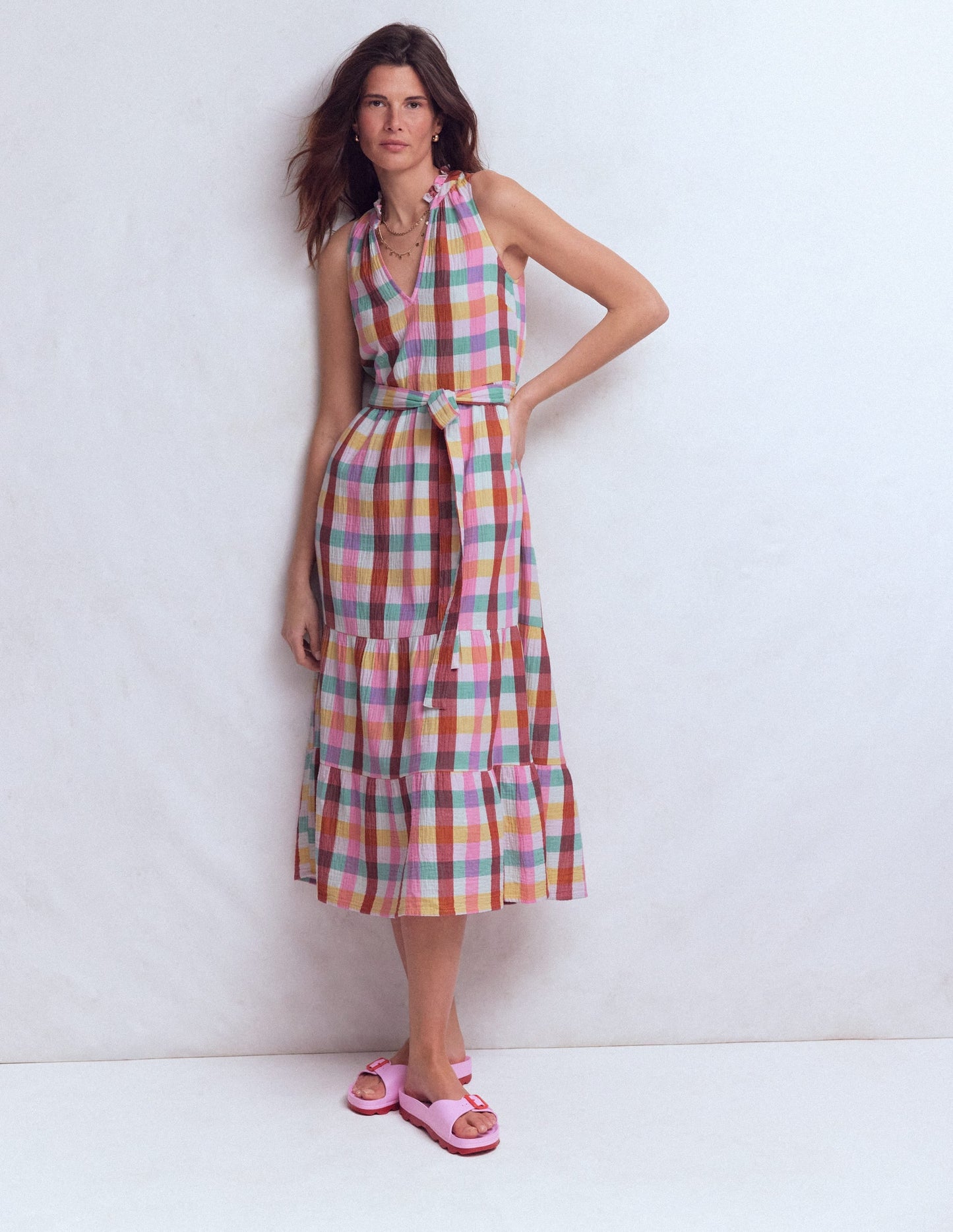 Viv Double Cloth Maxi Dress-Multi Check
