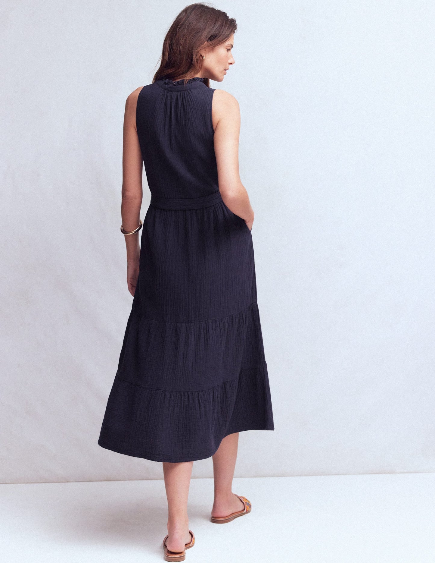 Viv Double Cloth Maxi Dress-Navy