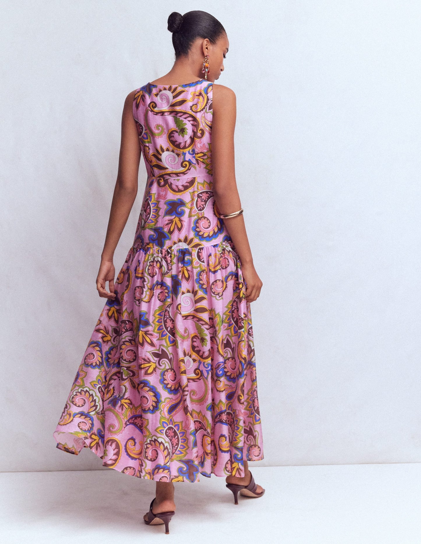 Drop Waist Sleeveless Dress-Multi, Paisley Frenzy