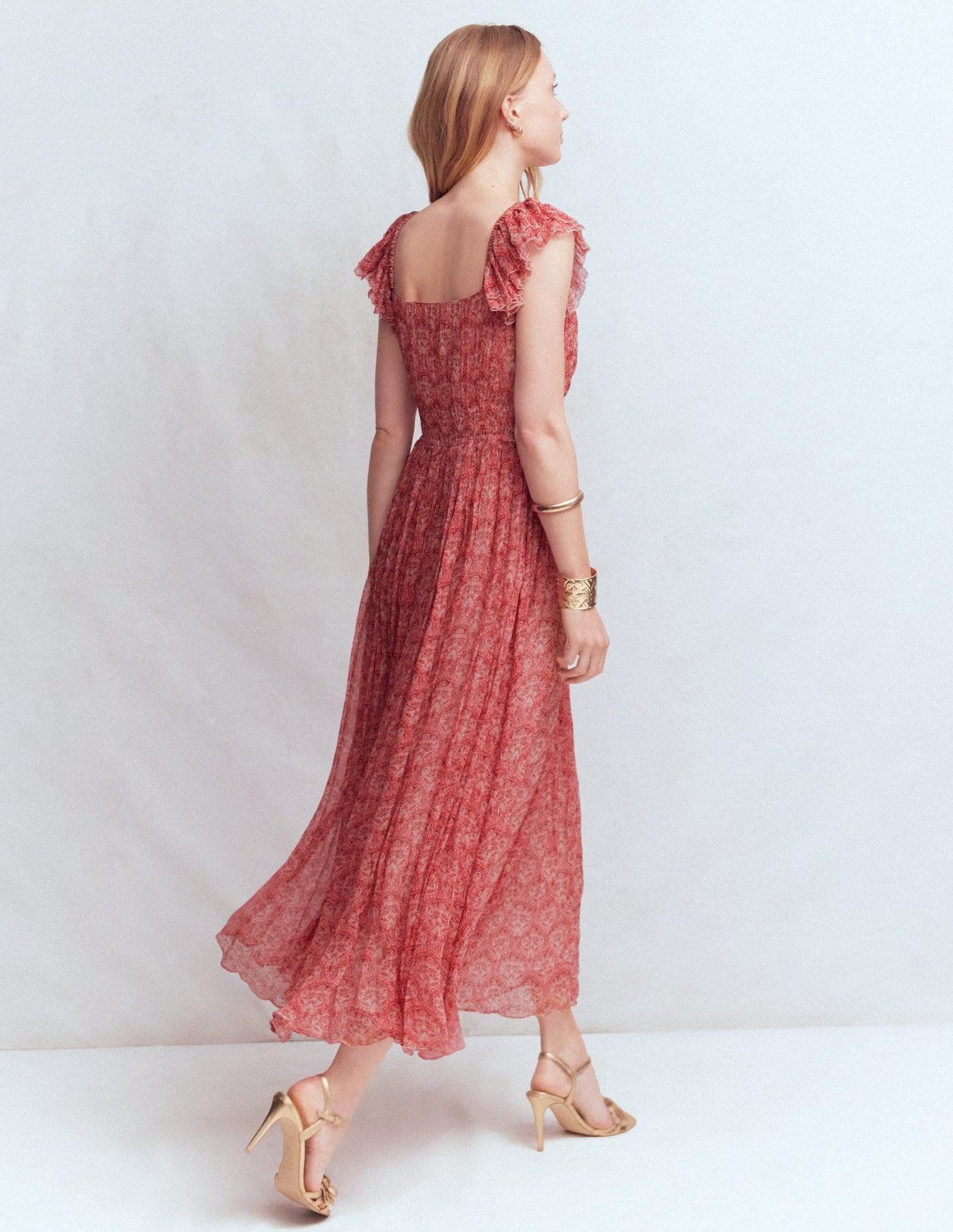 Crinkle Chiffon Maxi Dress-Pink Paradise Gardens
