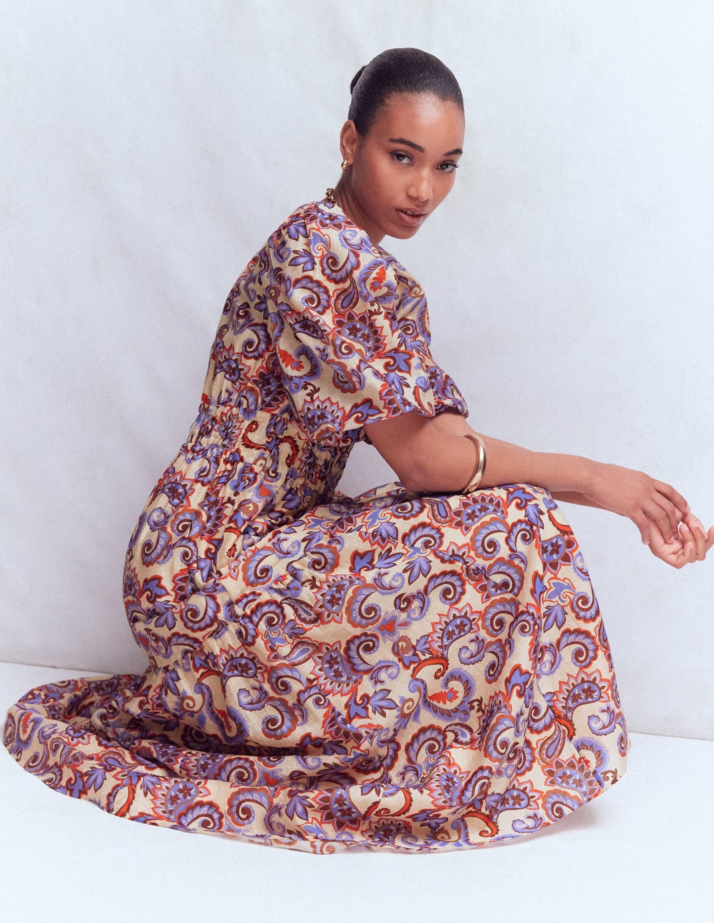 Irene Occasion Dress-Almond Milk, Paisley Frenzy