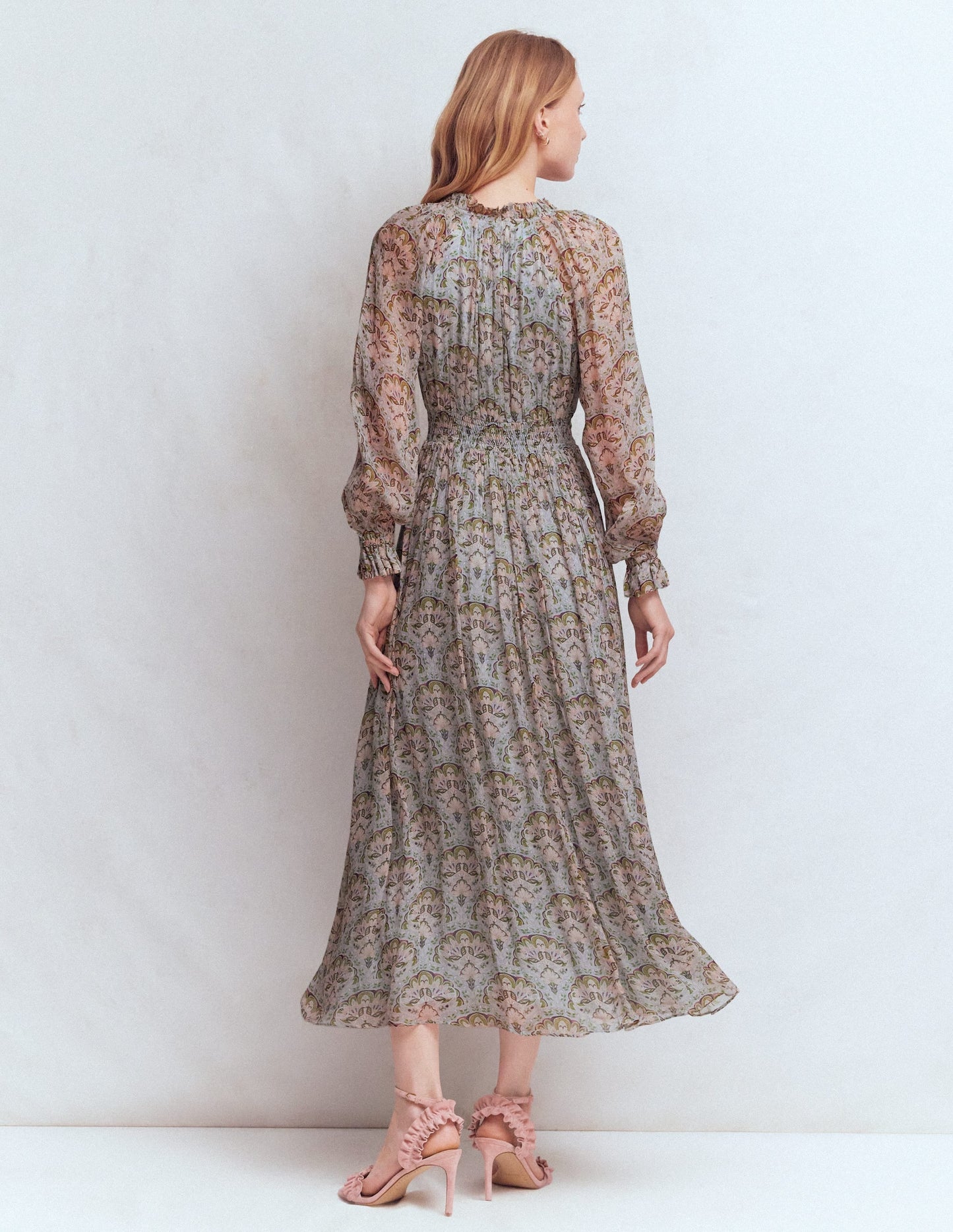 Romantic Ruffle Neck Dress-Multi Paradise Gardens