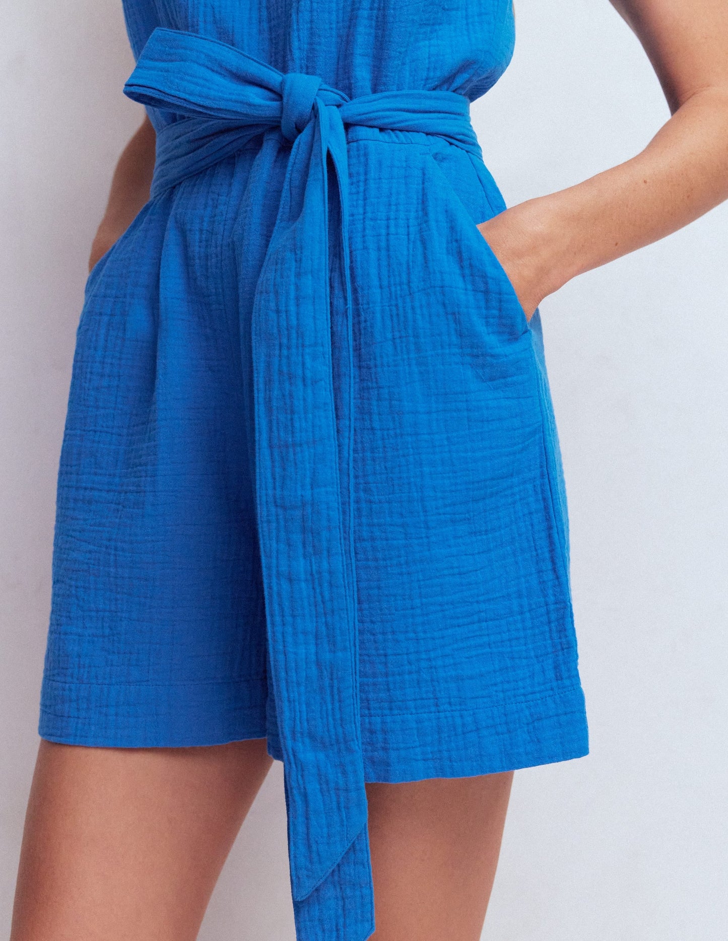 Rosa Double Cloth Playsuit-Kingfisher Blue
