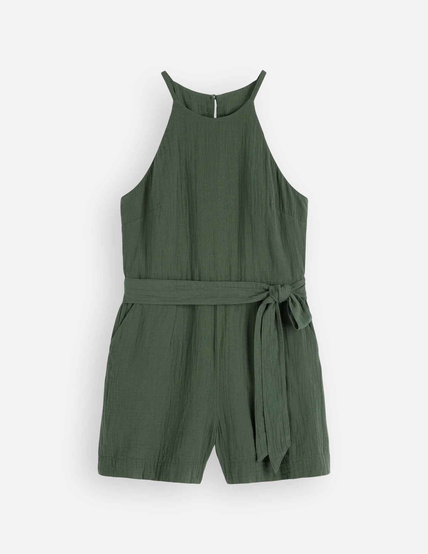 Rosa Double Cloth Playsuit-Hunter Green