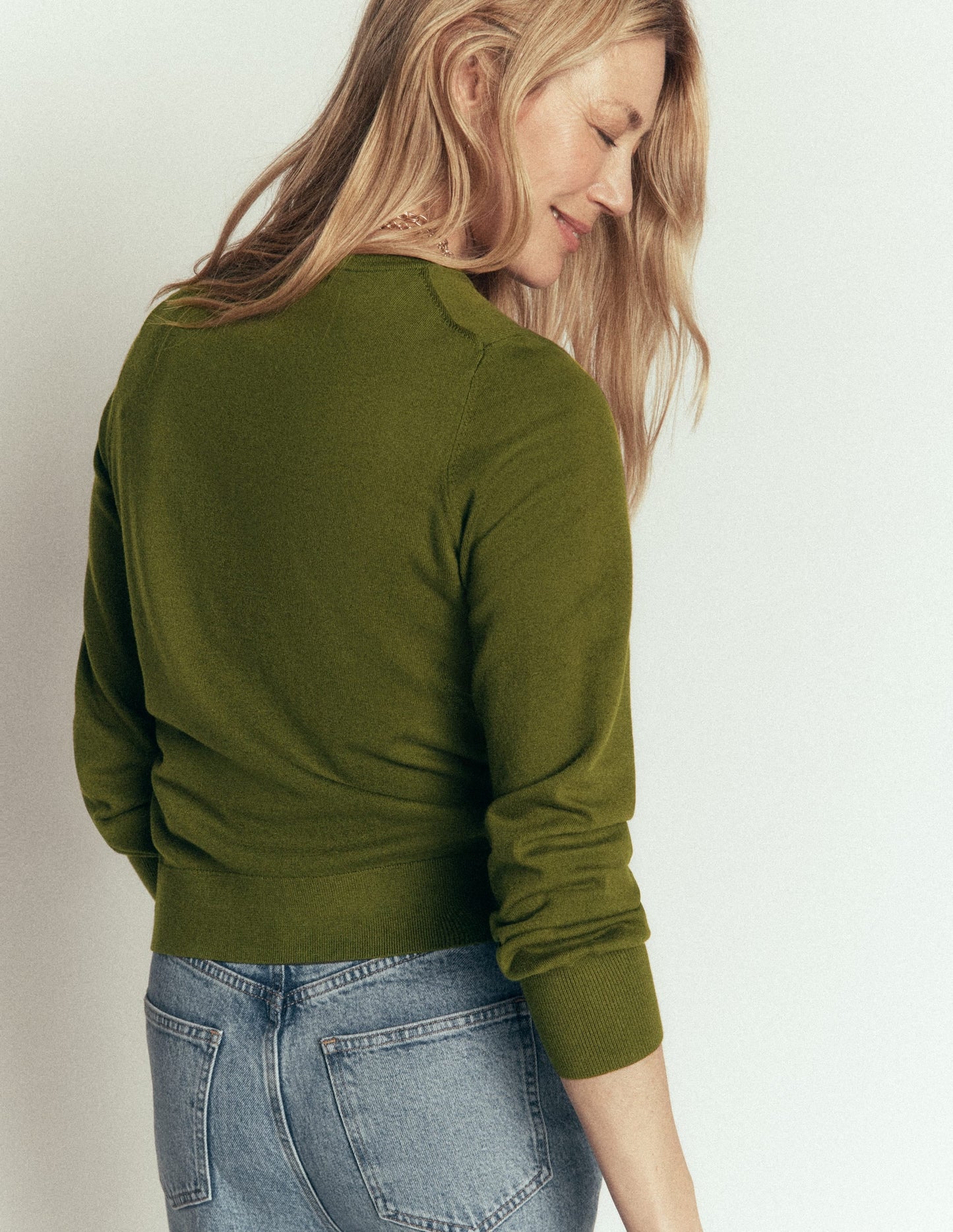 Camilla Cotton Crew Jumper-Forest Green