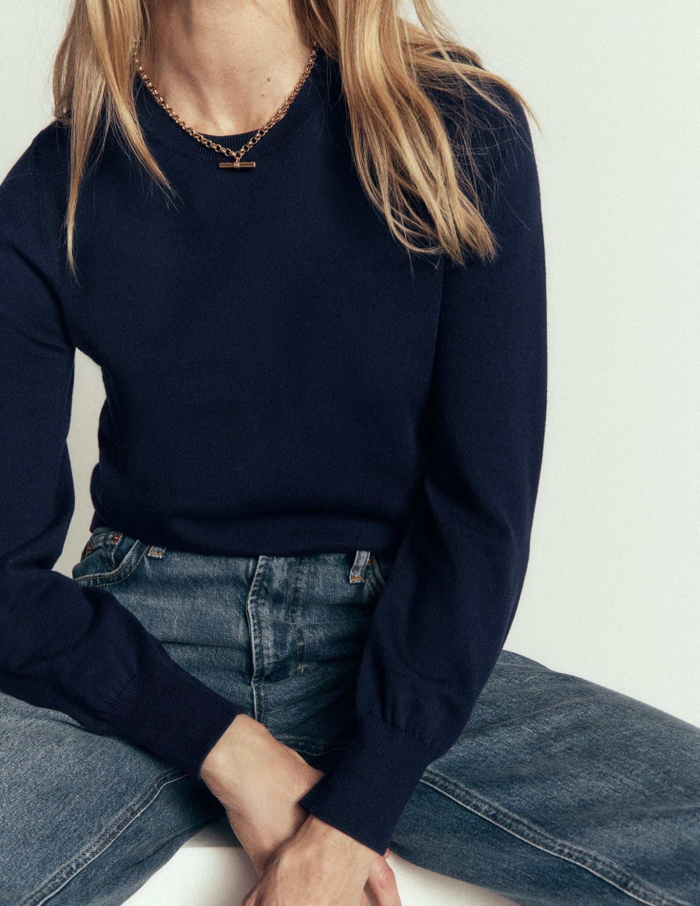 Camilla Cotton Crew Jumper-Navy