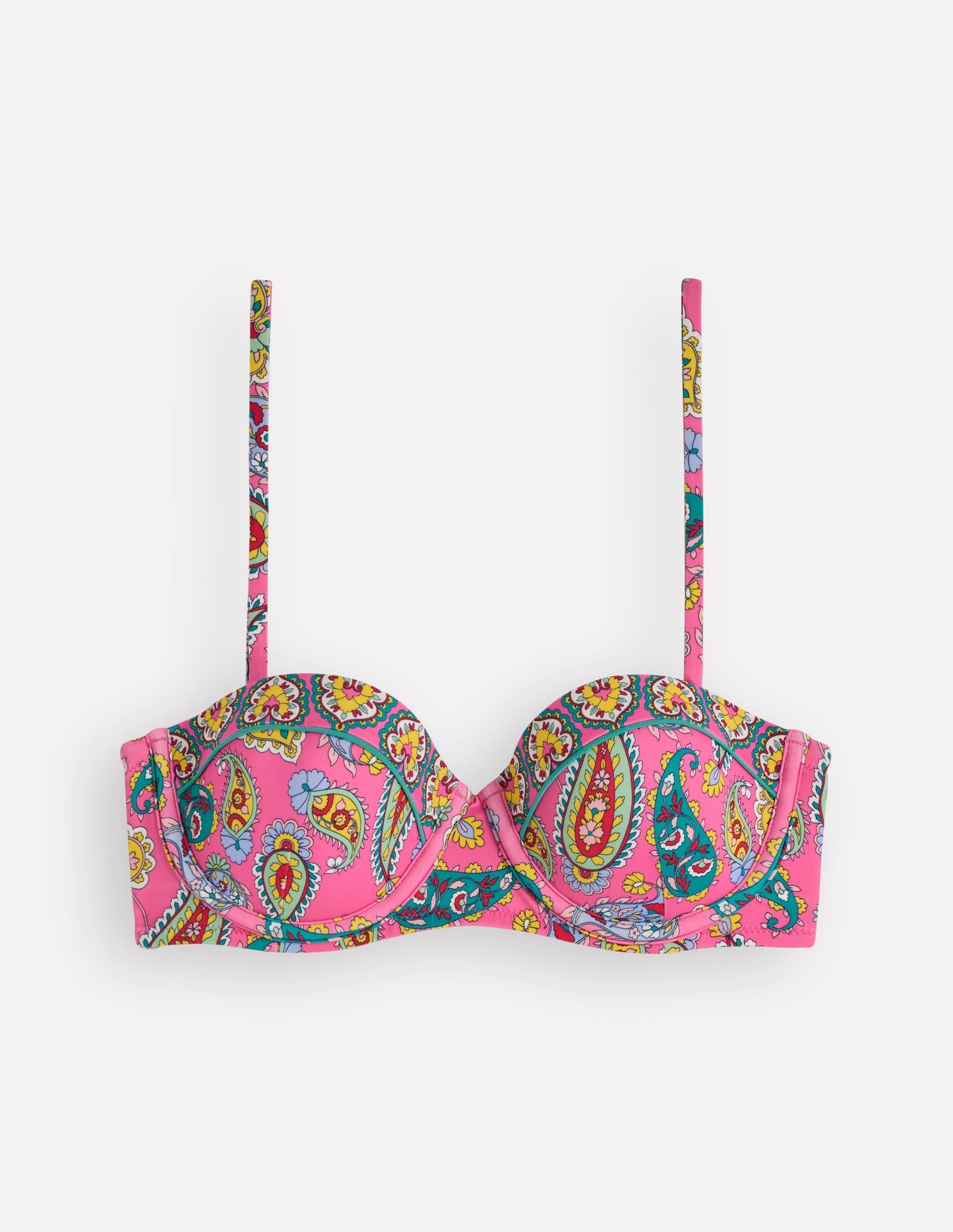 Rhodes Cup Sized Bikini Top-Pink Paisley