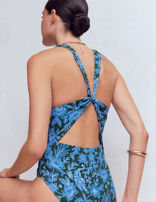 Mykonos Deep V Swimsuit-Dark Green, Paradise