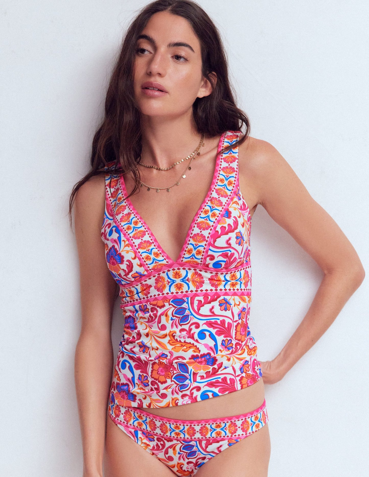 Porto Tankini Top-Pink Power, Flourishing Meadow