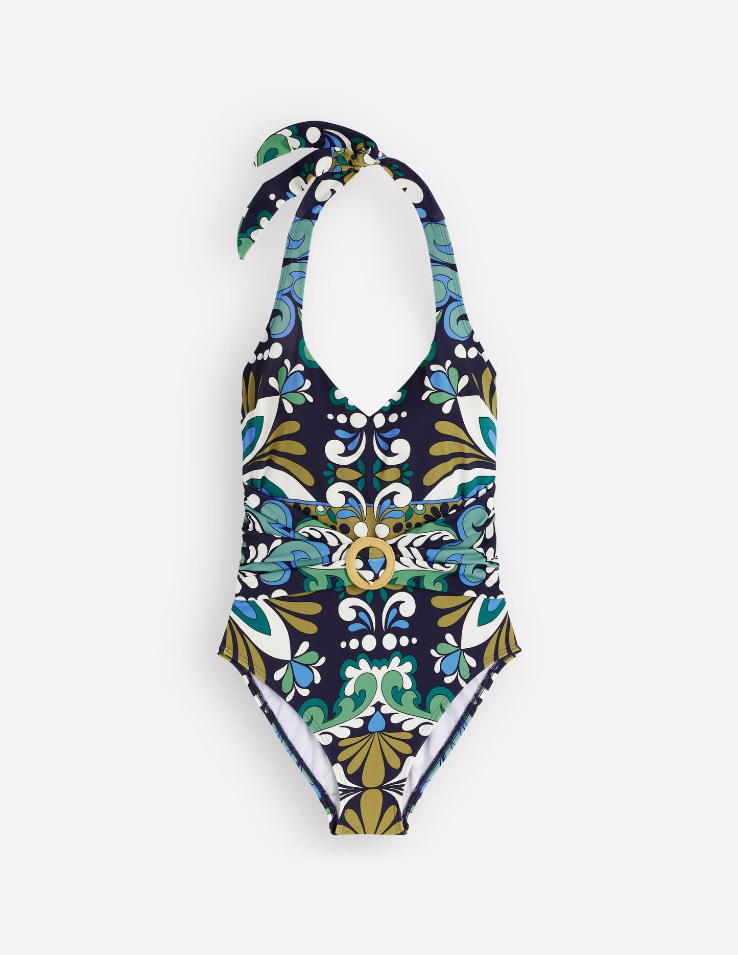 Sorrento Hoop Sash Swimsuit-French Navy, Bloom Tapestry