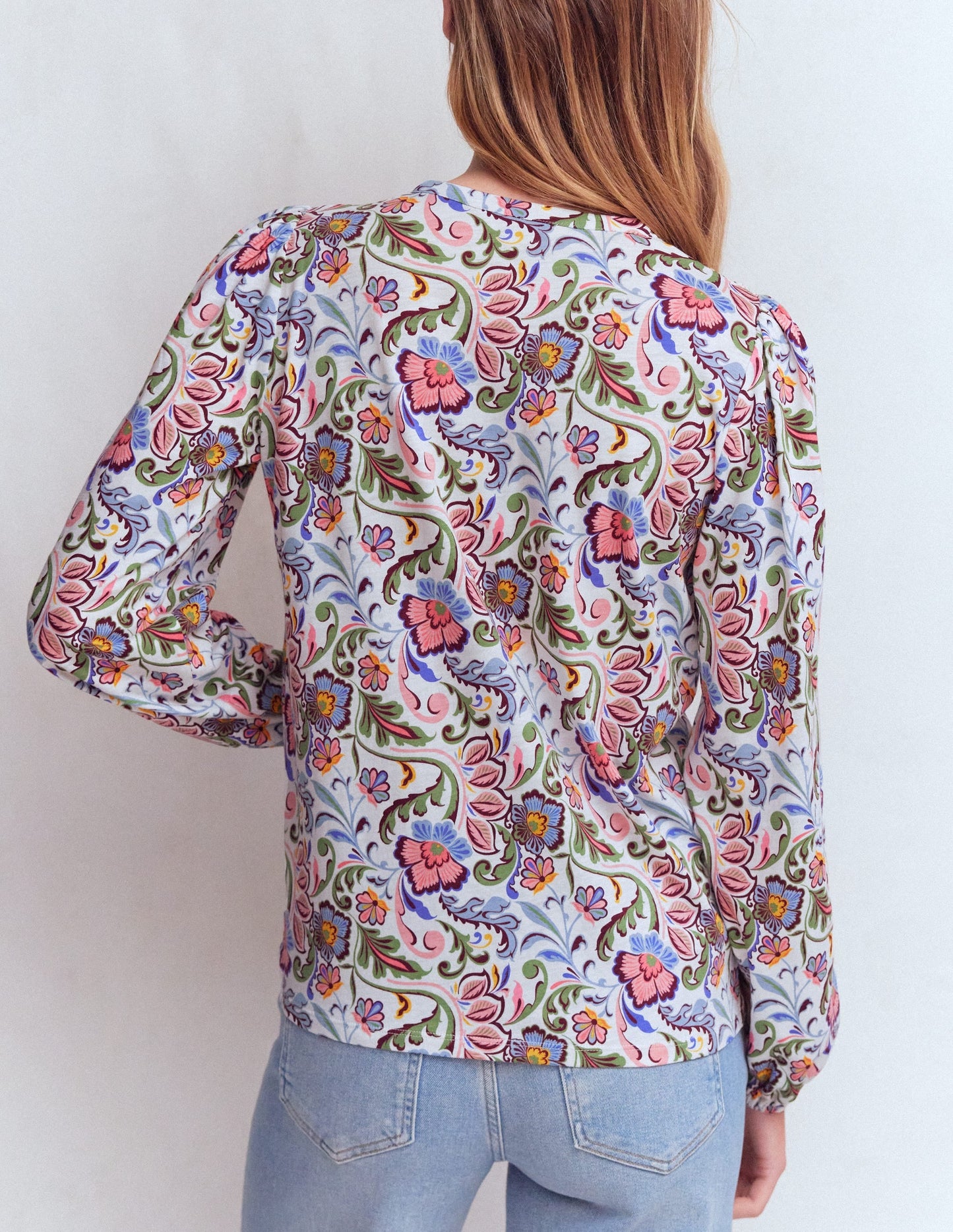 Mya Smocked Jersey Shirt-Multi, Flourishing Meadow