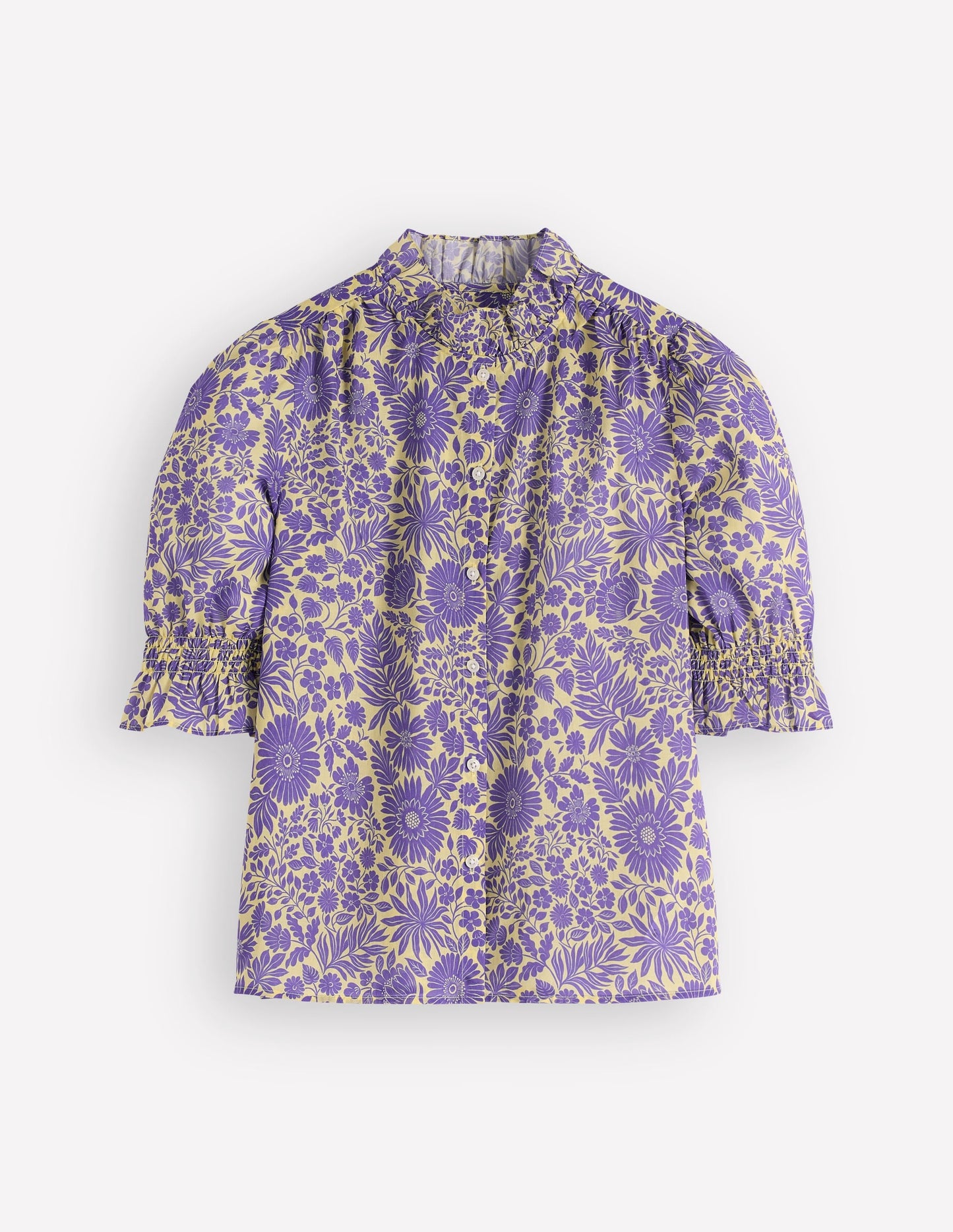Heather Smocked Sleeve Top-Han Purple, Flowerbed Bloom
