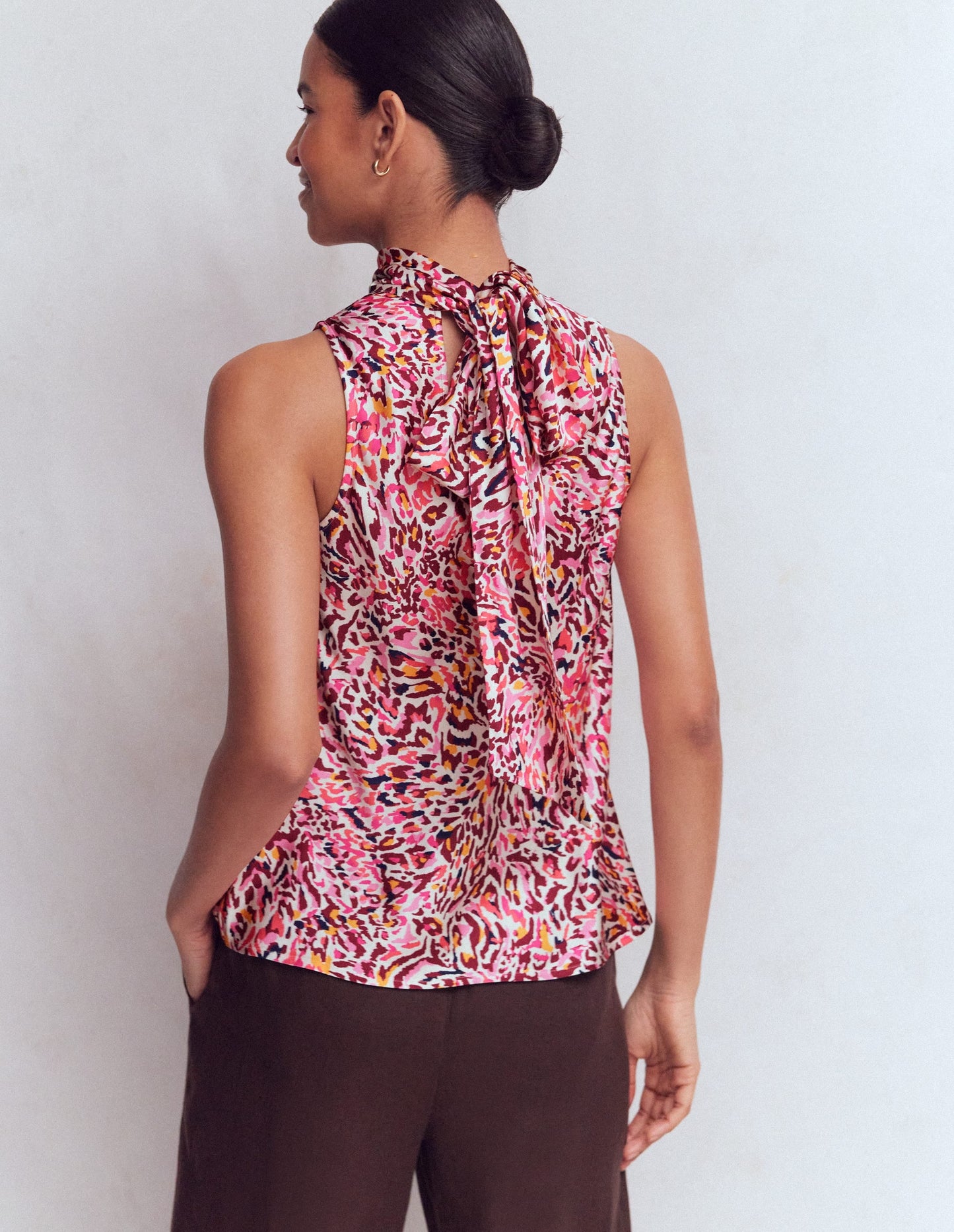 Satin Halterneck Top-Multi, Leopard Flow