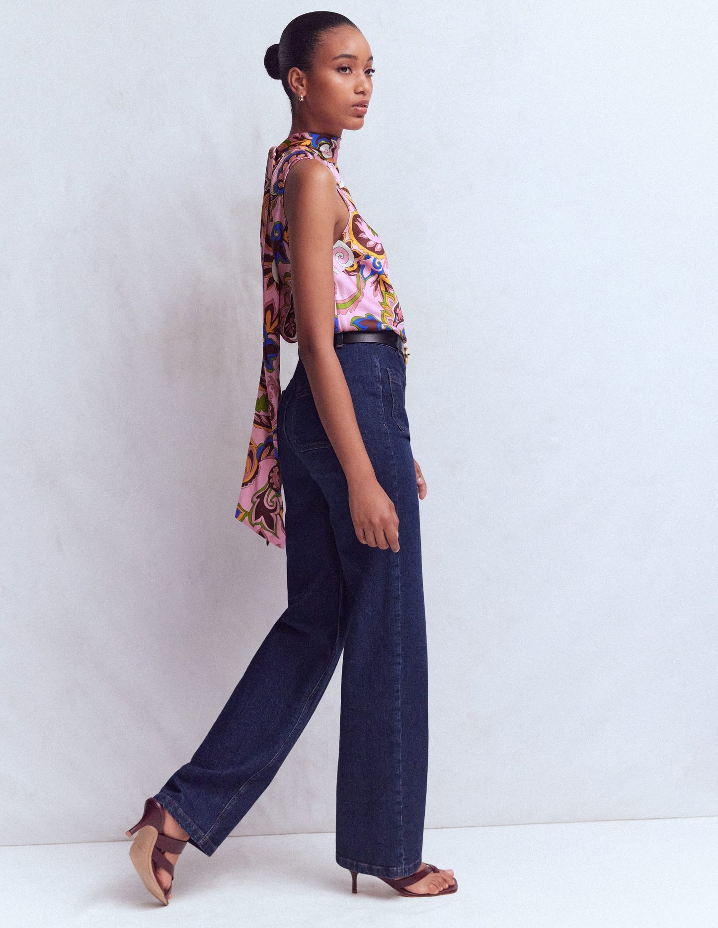 Satin Halterneck Top-Multi, Paisley Frenzy