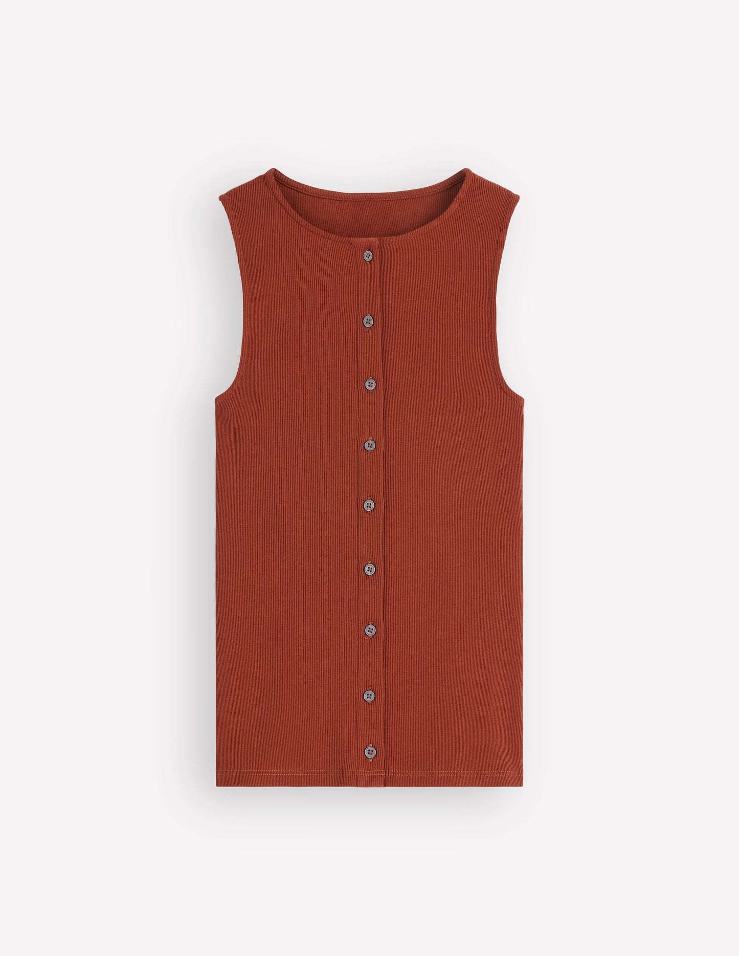 Evie Button Through Rib Vest-Burnt Orange