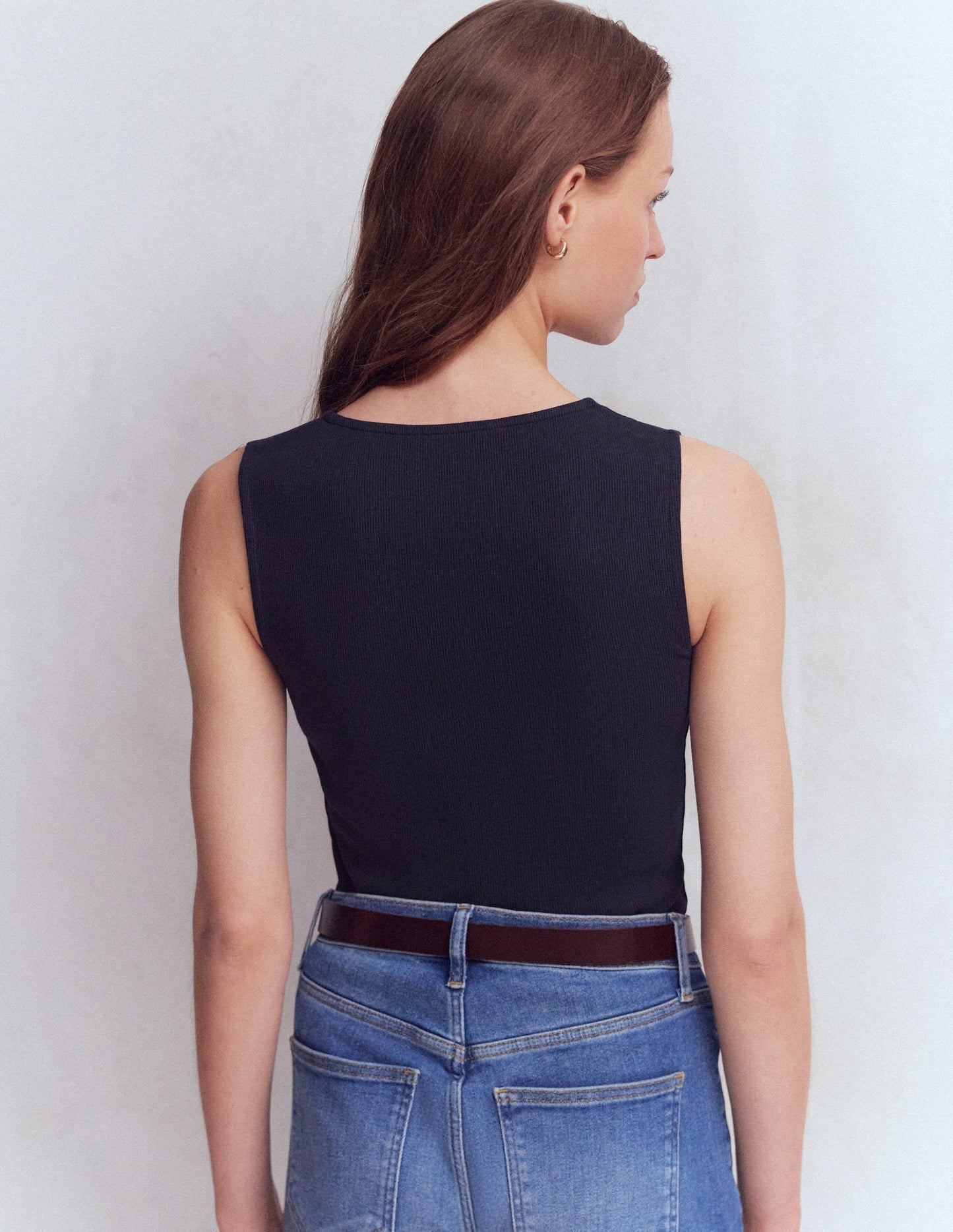 Evie Button Through Rib Vest-Navy