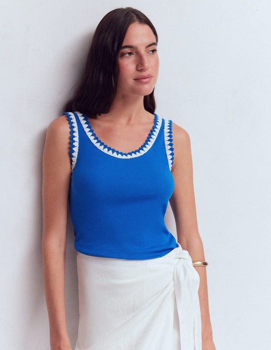 Maddie Trim Detail Vest-Kingfisher Blue