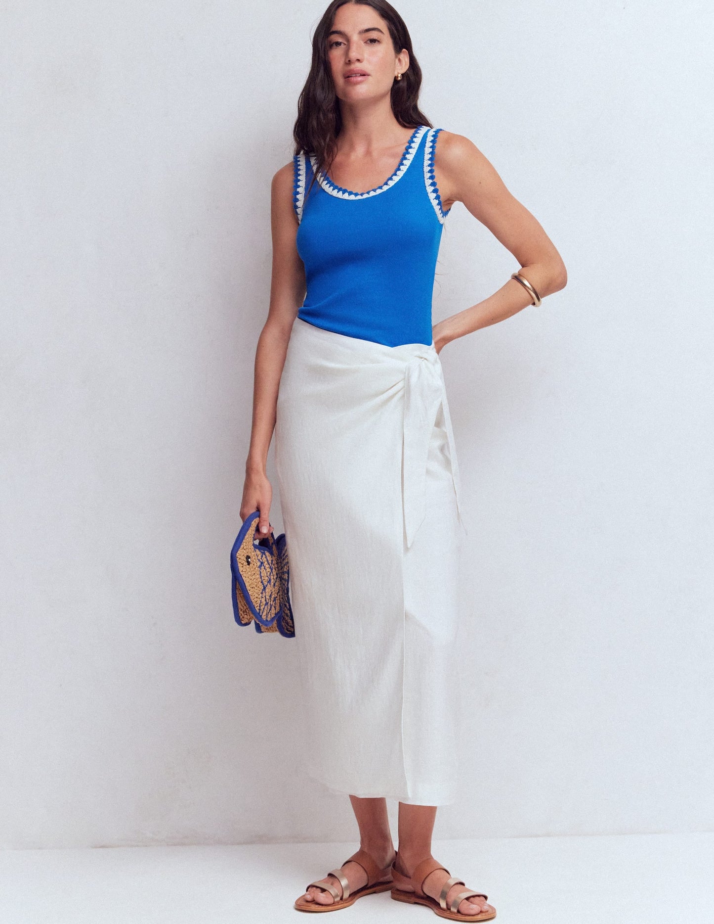 Maddie Trim Detail Vest-Kingfisher Blue
