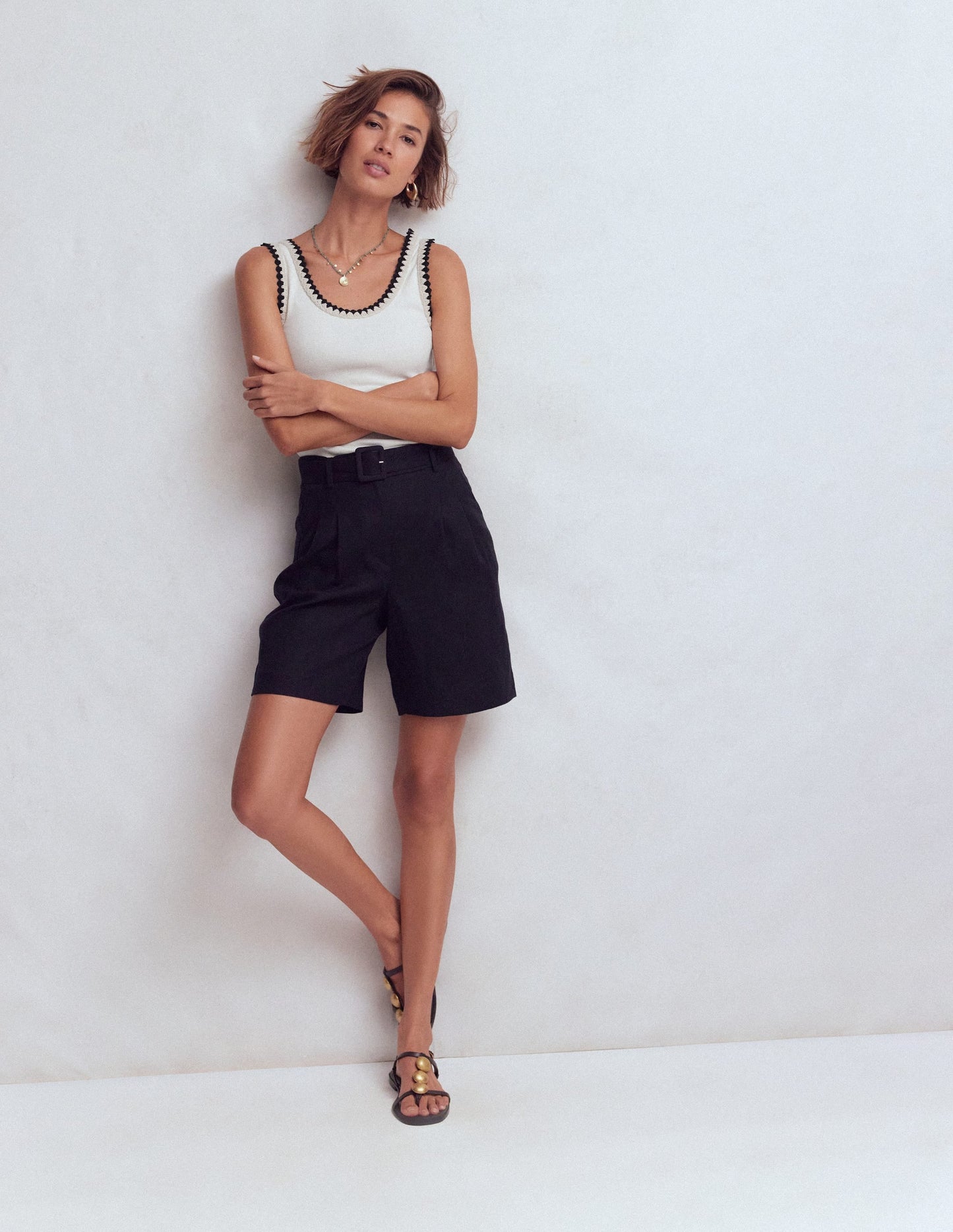 Maddie Trim Detail Vest-Ivory