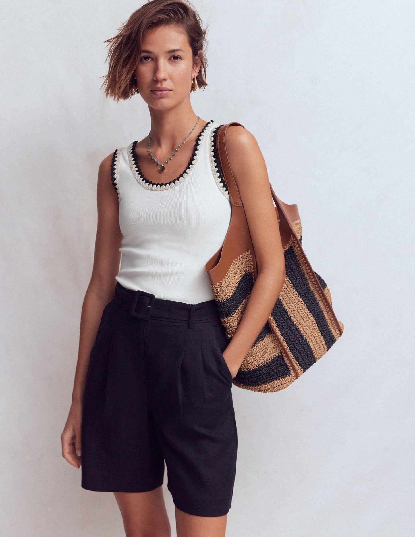 Maddie Trim Detail Vest-Ivory