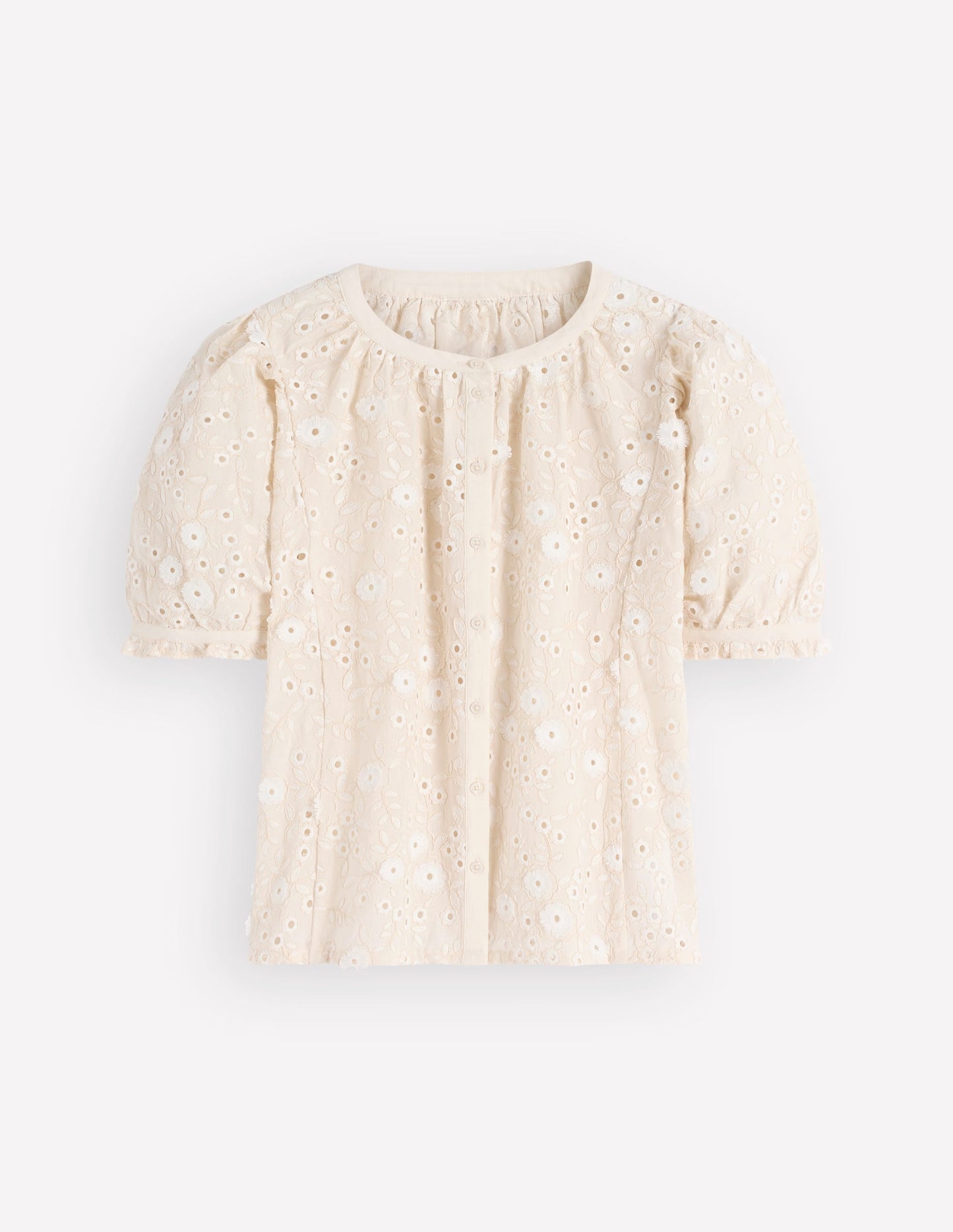 Camille Embroidered Cotton Top-Ivory Broderie