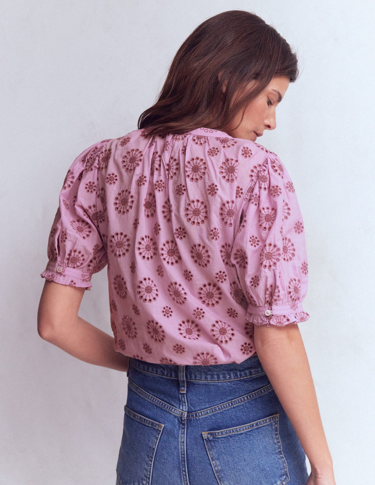 Camille Embroidered Cotton Top-Soft Lavender