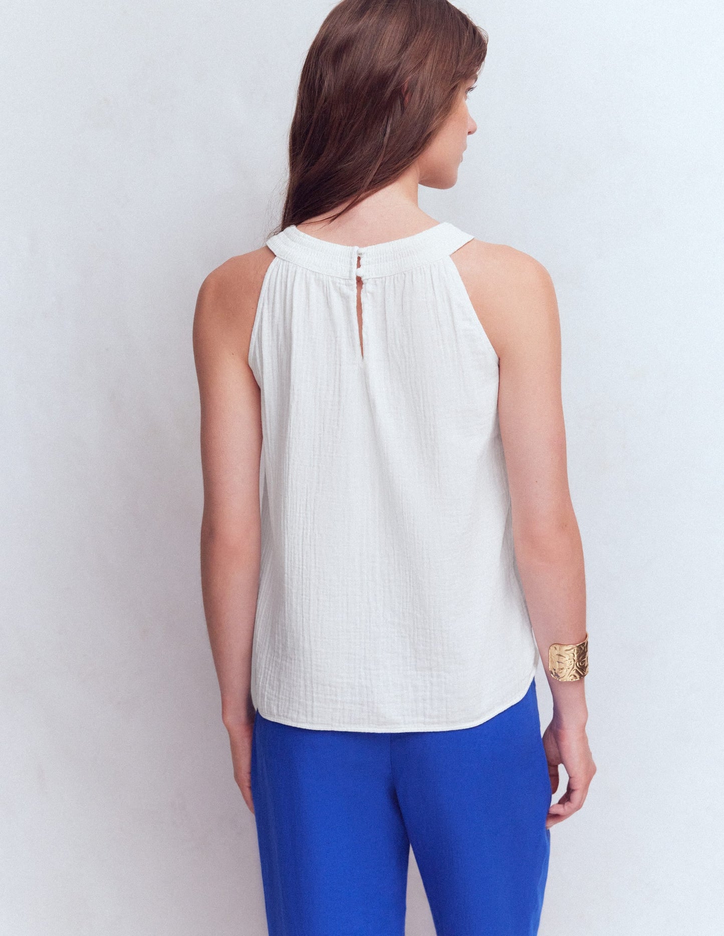 Halter-neck Double Cloth Top-White