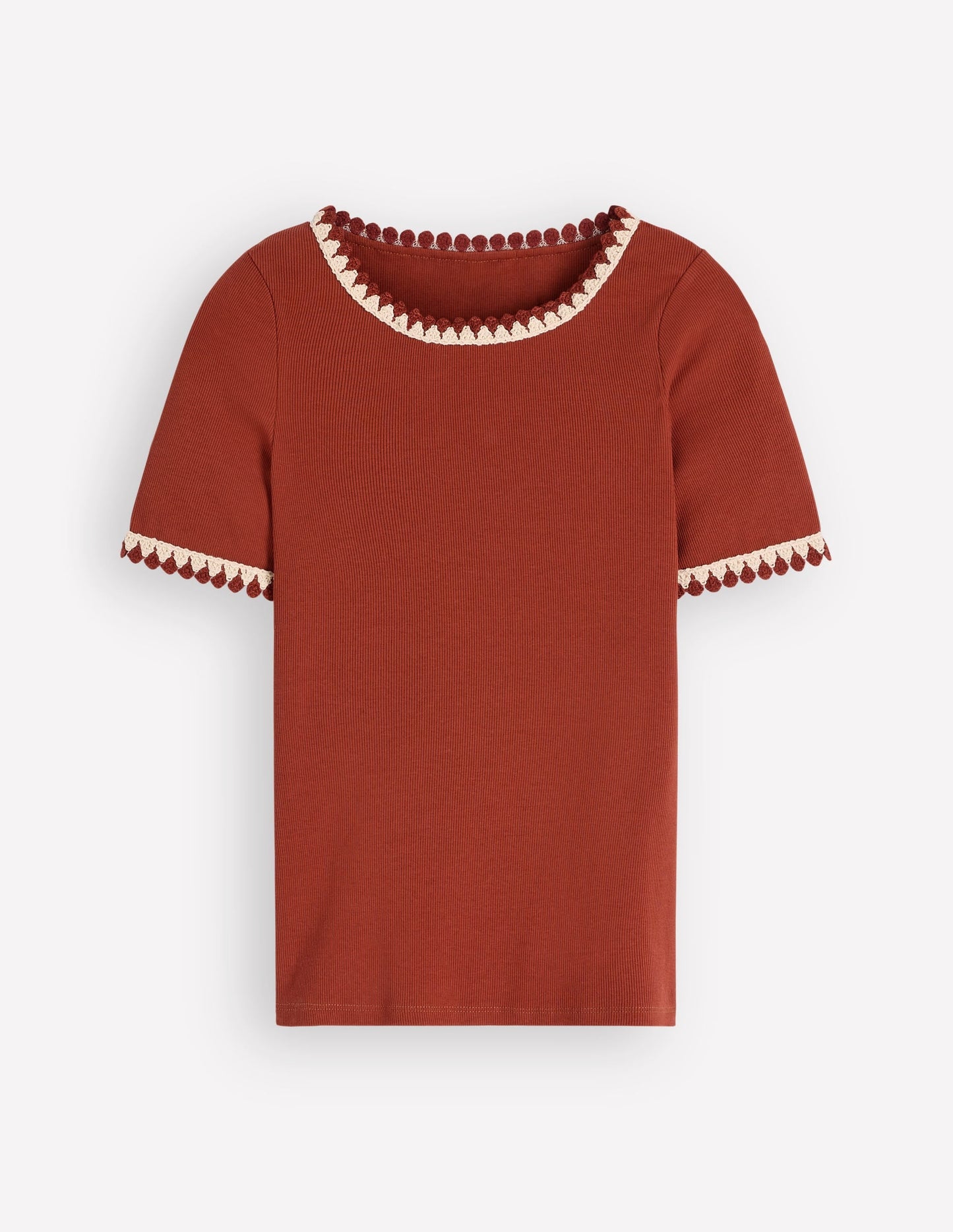 Maddie Trim Detail T-Shirt-Burnt Orange