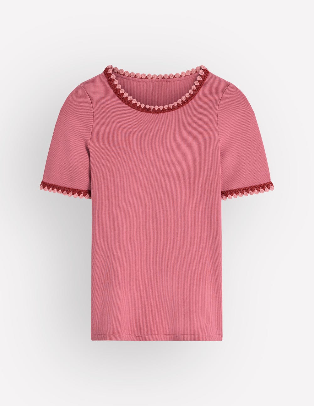 Maddie Trim Detail T-Shirt-Vintage Rose