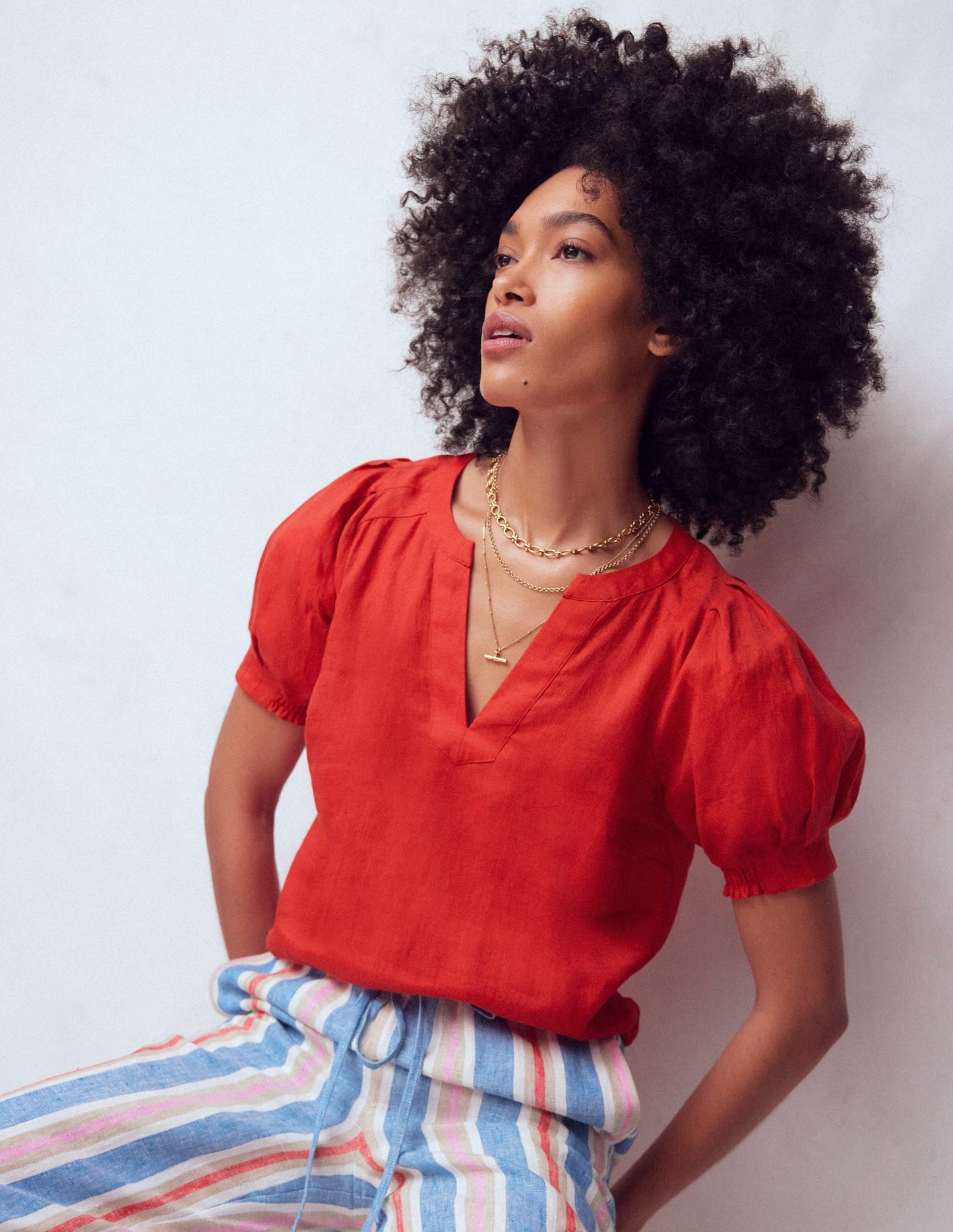 Rae Linen Top-Blood Orange