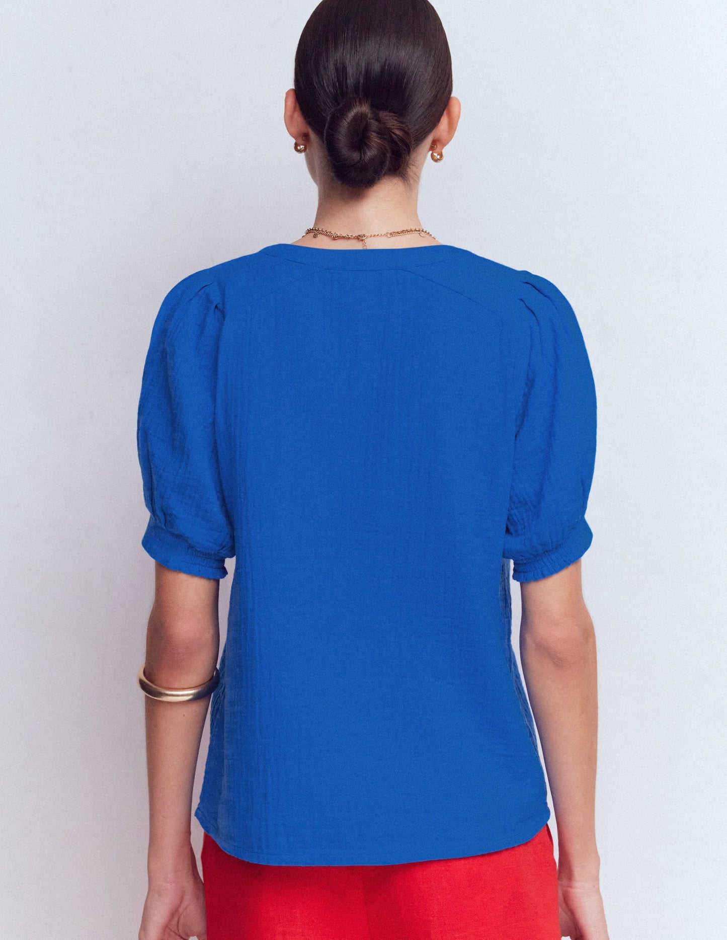 Rae Double Cloth Top-Bright Cobalt