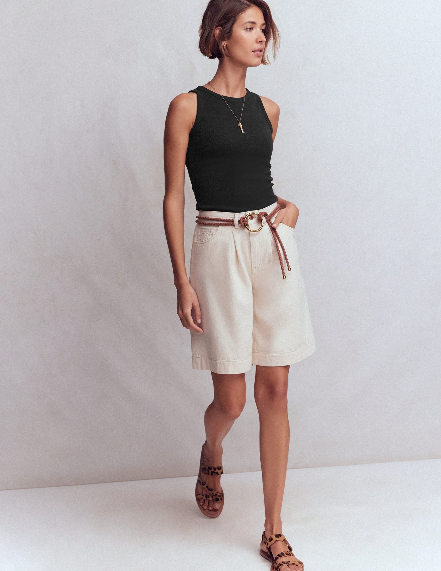 Ribbed Cotton Vest-Black