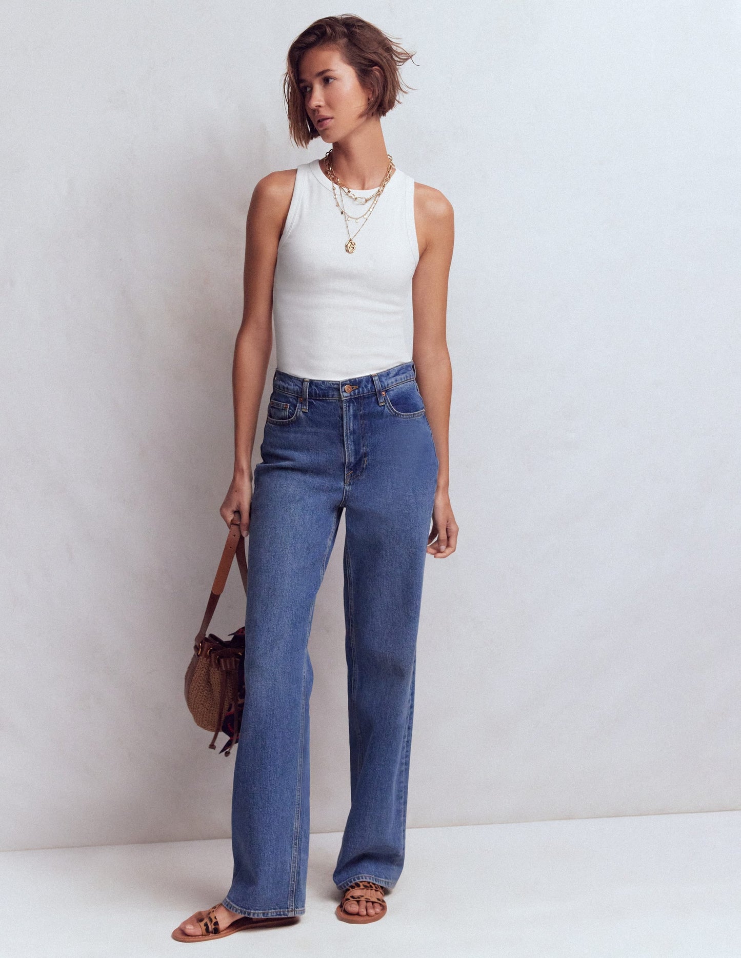 Ribbed Cotton Vest-White