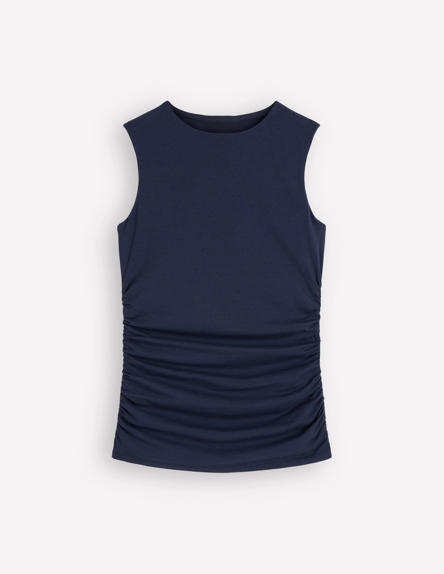Tia Sleeveless Ruch Jersey Top-Navy
