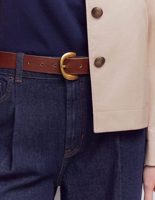 Chunky Buckle Belt-Dark Tan