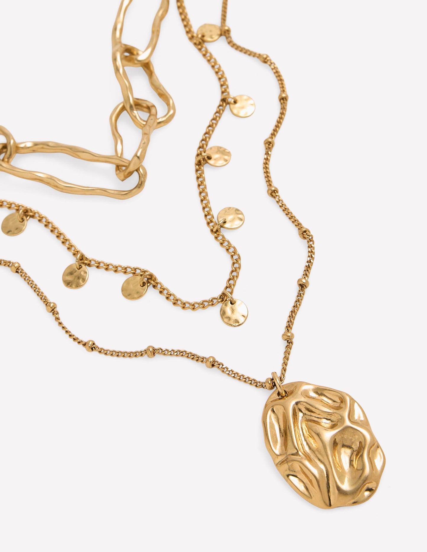 Irregular Layered Necklace-Gold Colour