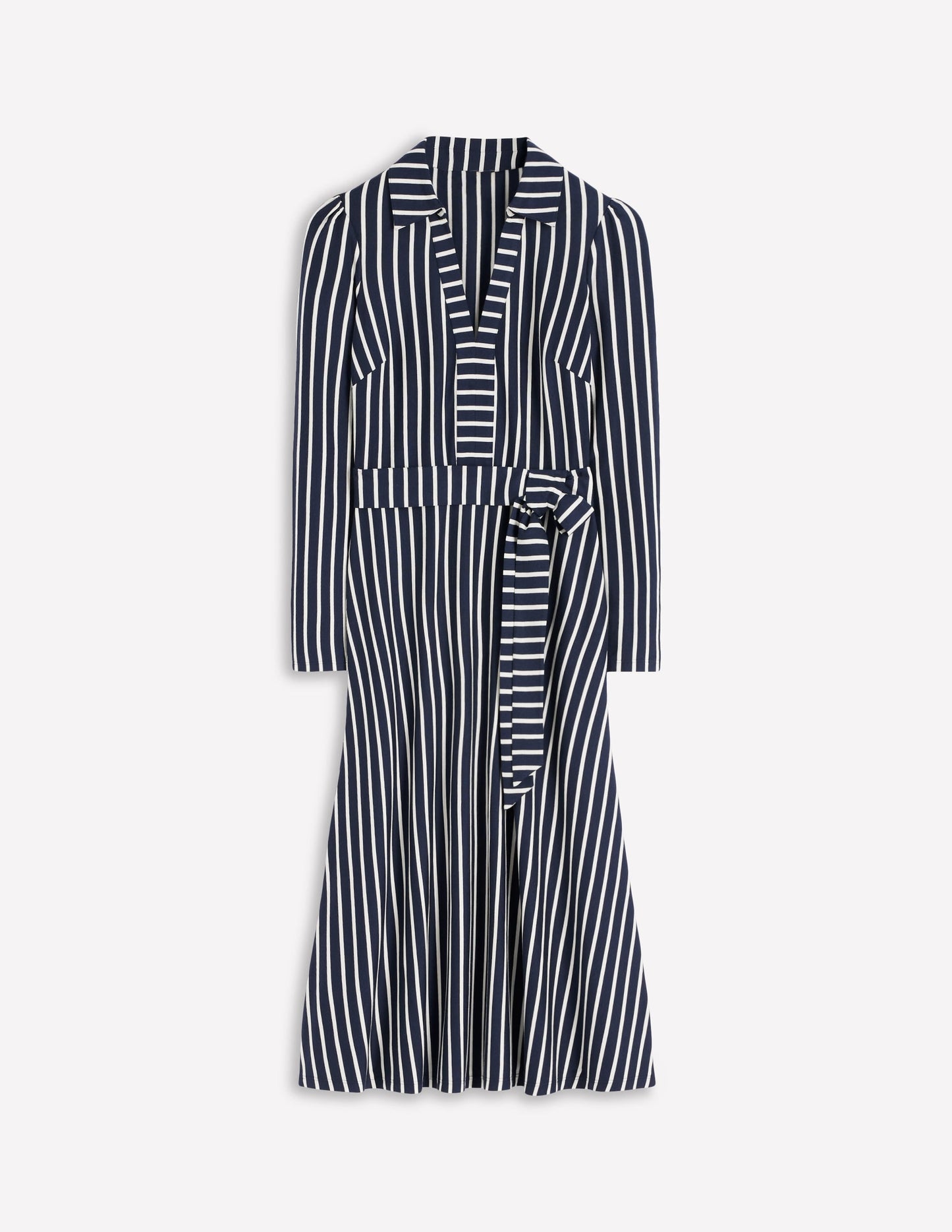 Imogen Collared Jersey Dress-French Navy and Ivory Stripe