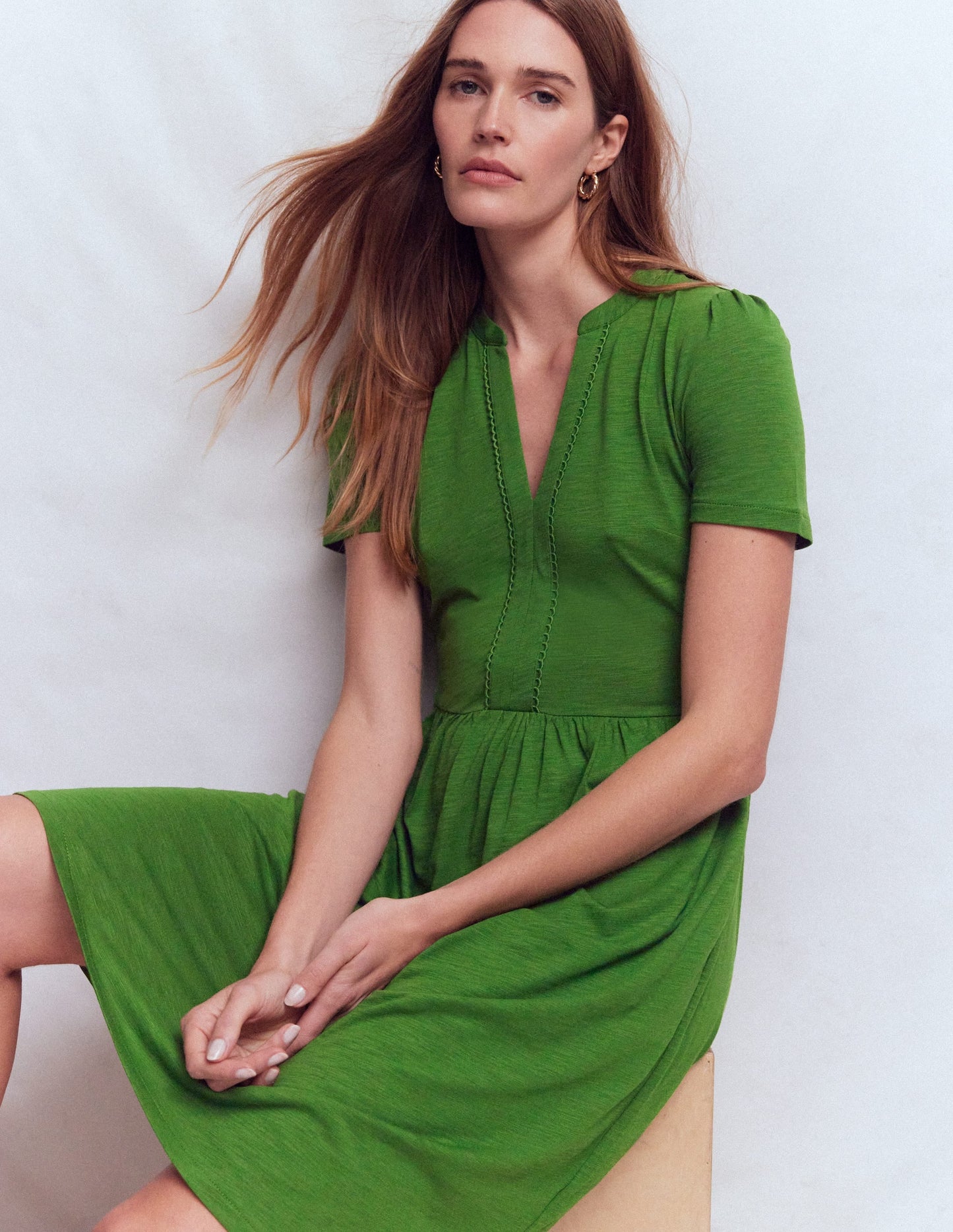 Naomi Short Sleeve Dress-Promenade Green