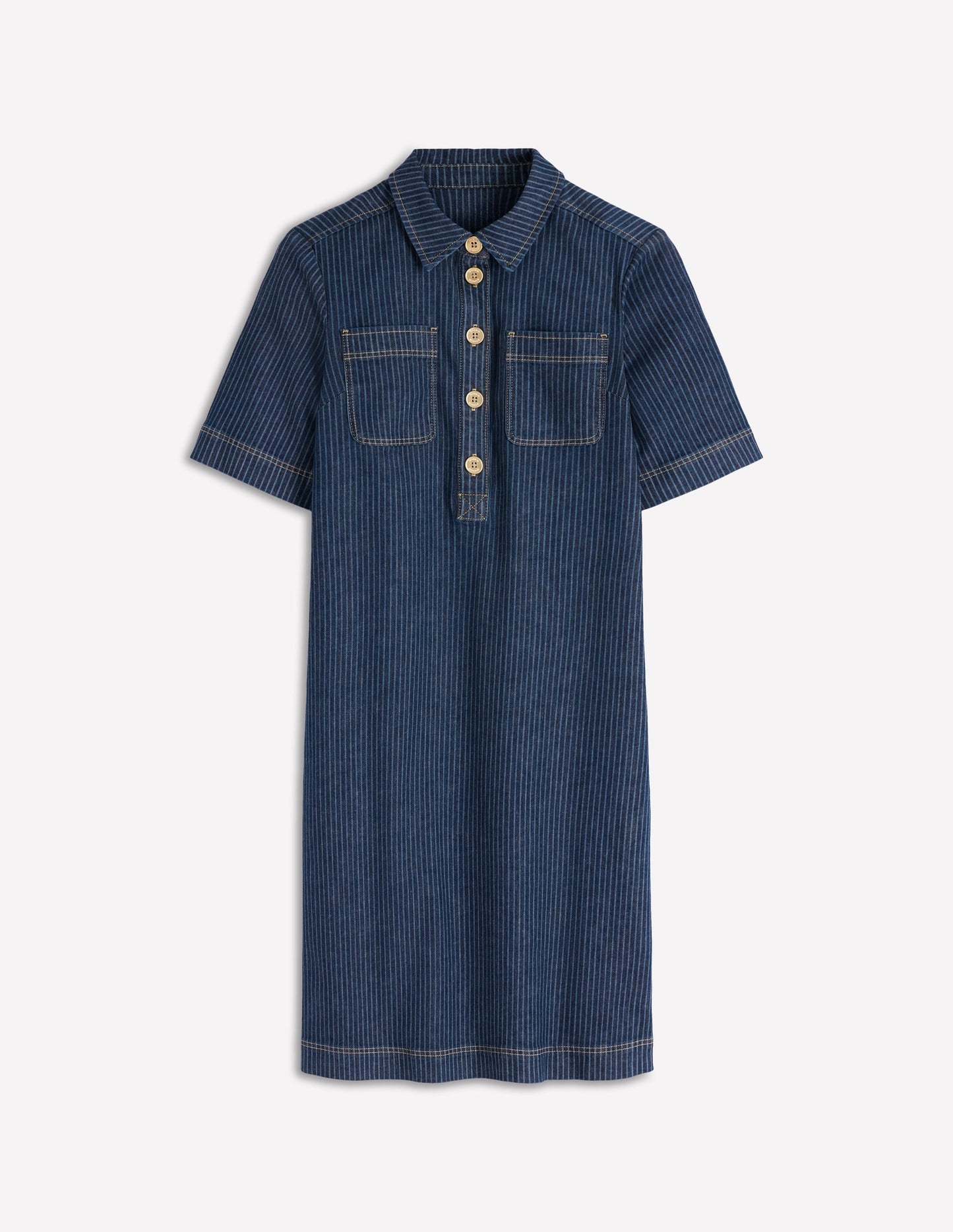 Zia Pocket Shift Dress-Indigo Stripe
