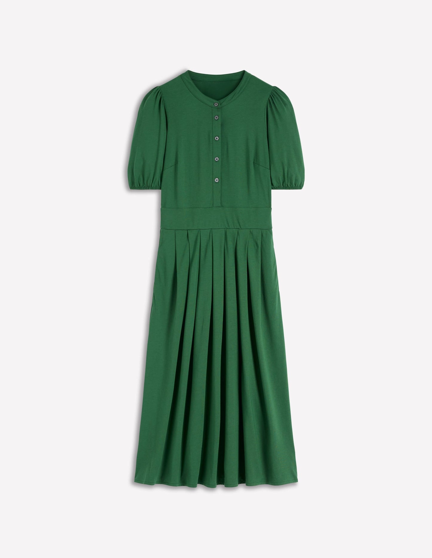 Amber Pleat Jersey Midi Dress-Hunter Green