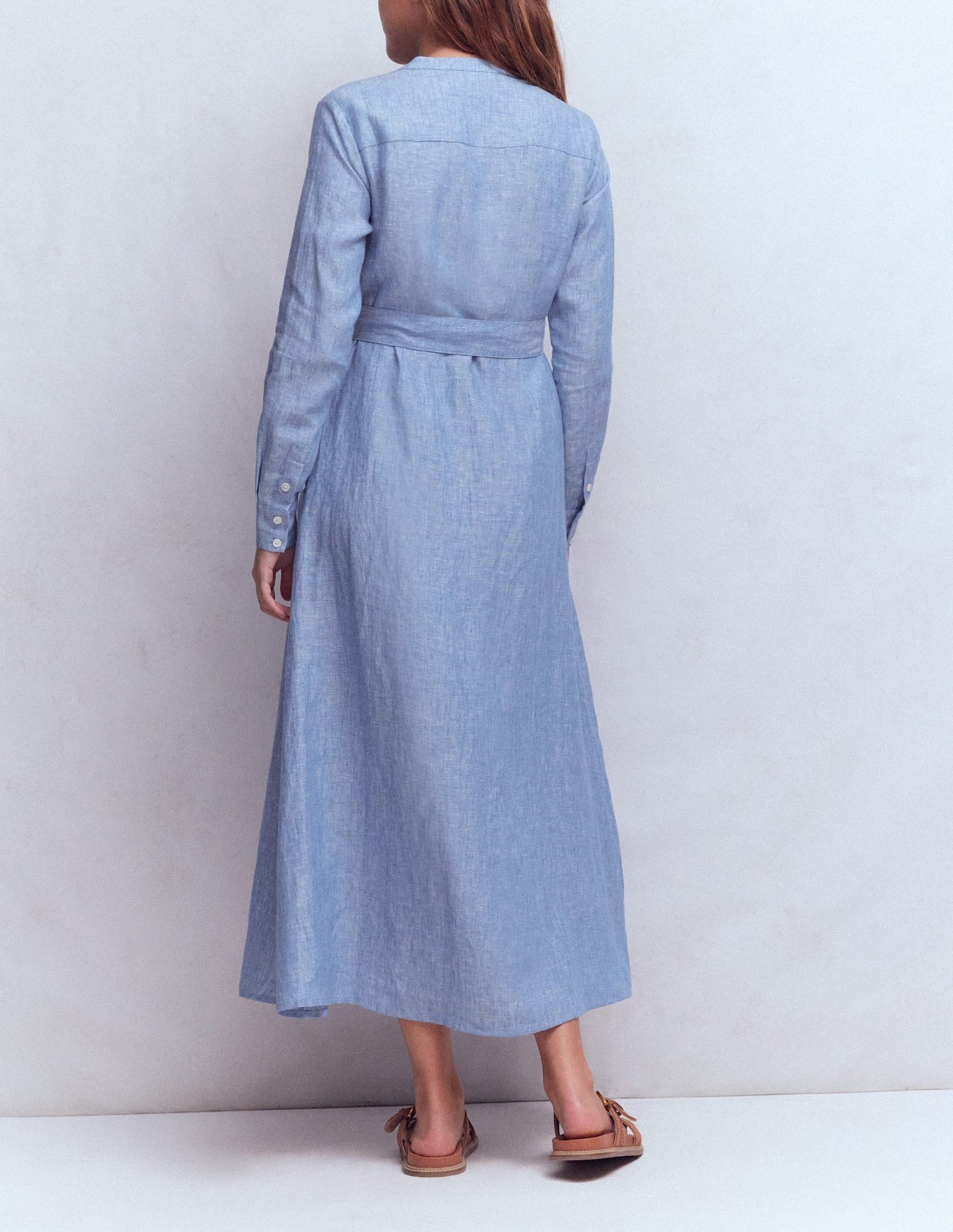 Mollie Linen Midi Dress-Chambray
