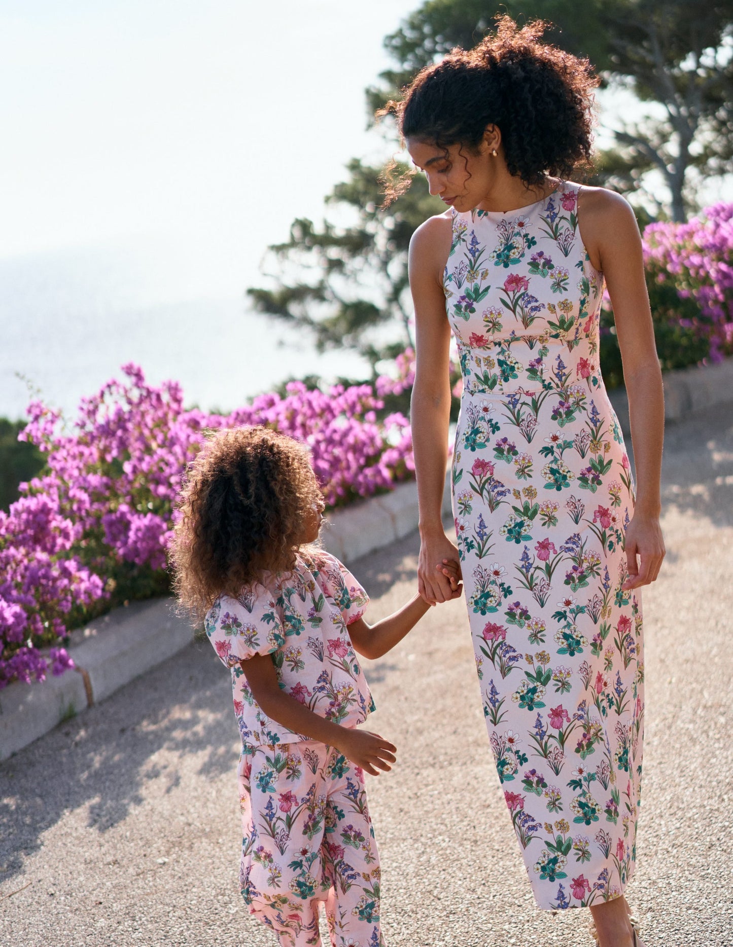 Silvia Boned Bodice Maxi Dress-French Pink, Delicate Blossom